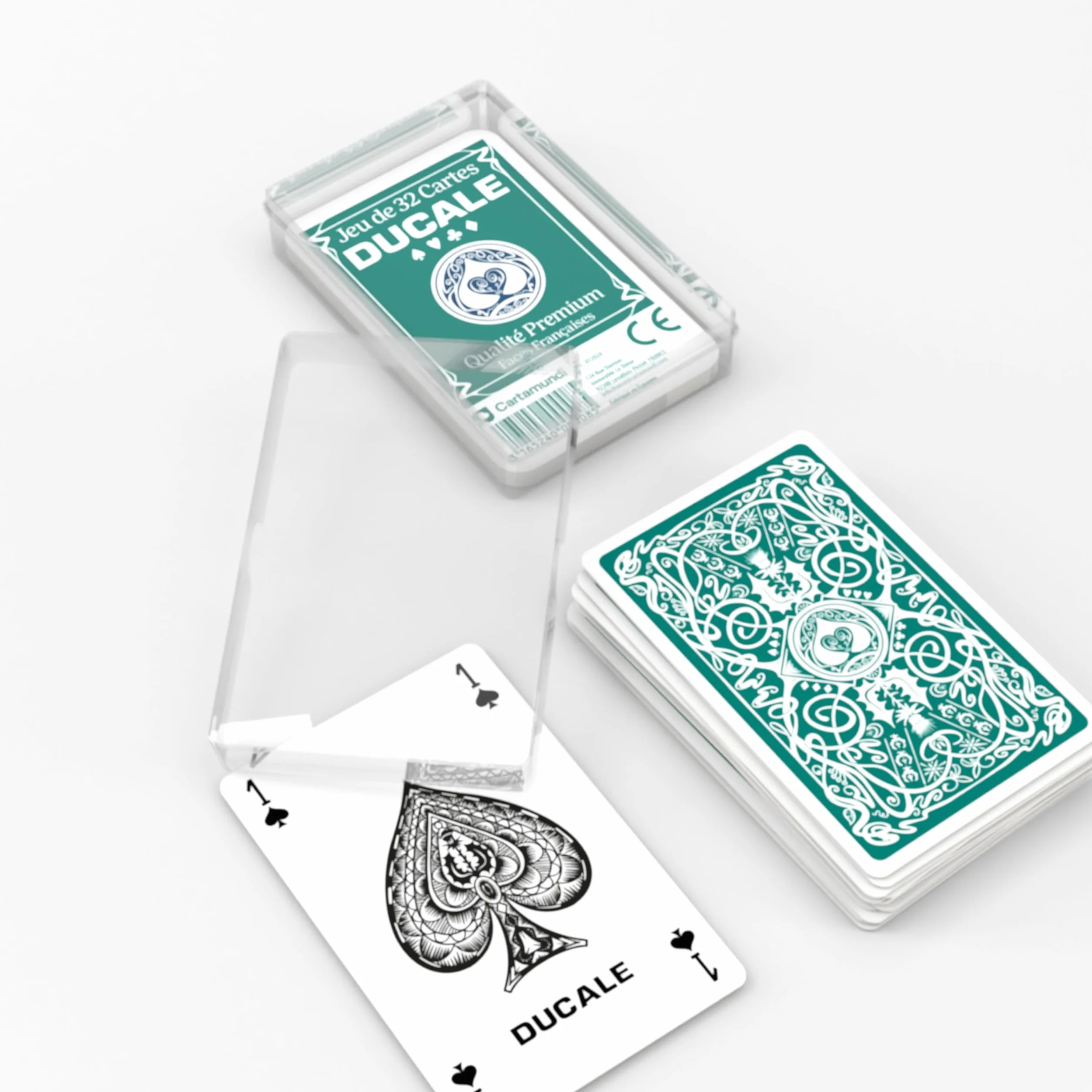 Ducale Origine Jeu de 32 Cartes à Jouer Premium Boîte de Rangement Belote Manille Fabriqué en France