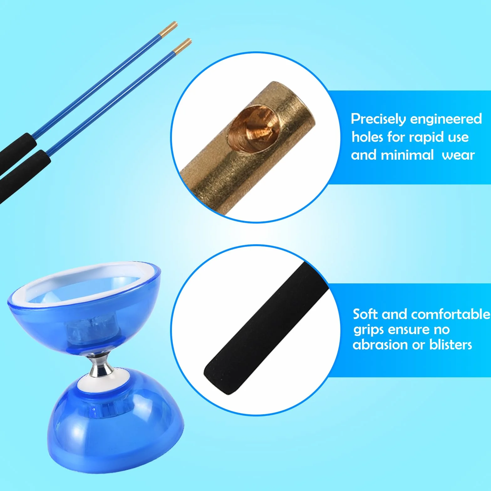 Jouet Yoyo Diabolo à Triple roulement avec Poteau Professionnel