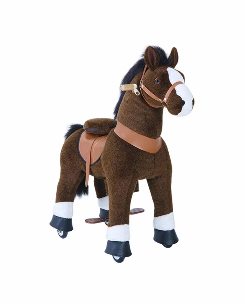 PonyCycle Classique Modèle Ux421 Cheval Brun Chocolat à Roues avec Frein et Son Taille 4 pour 4 à 7 Ans