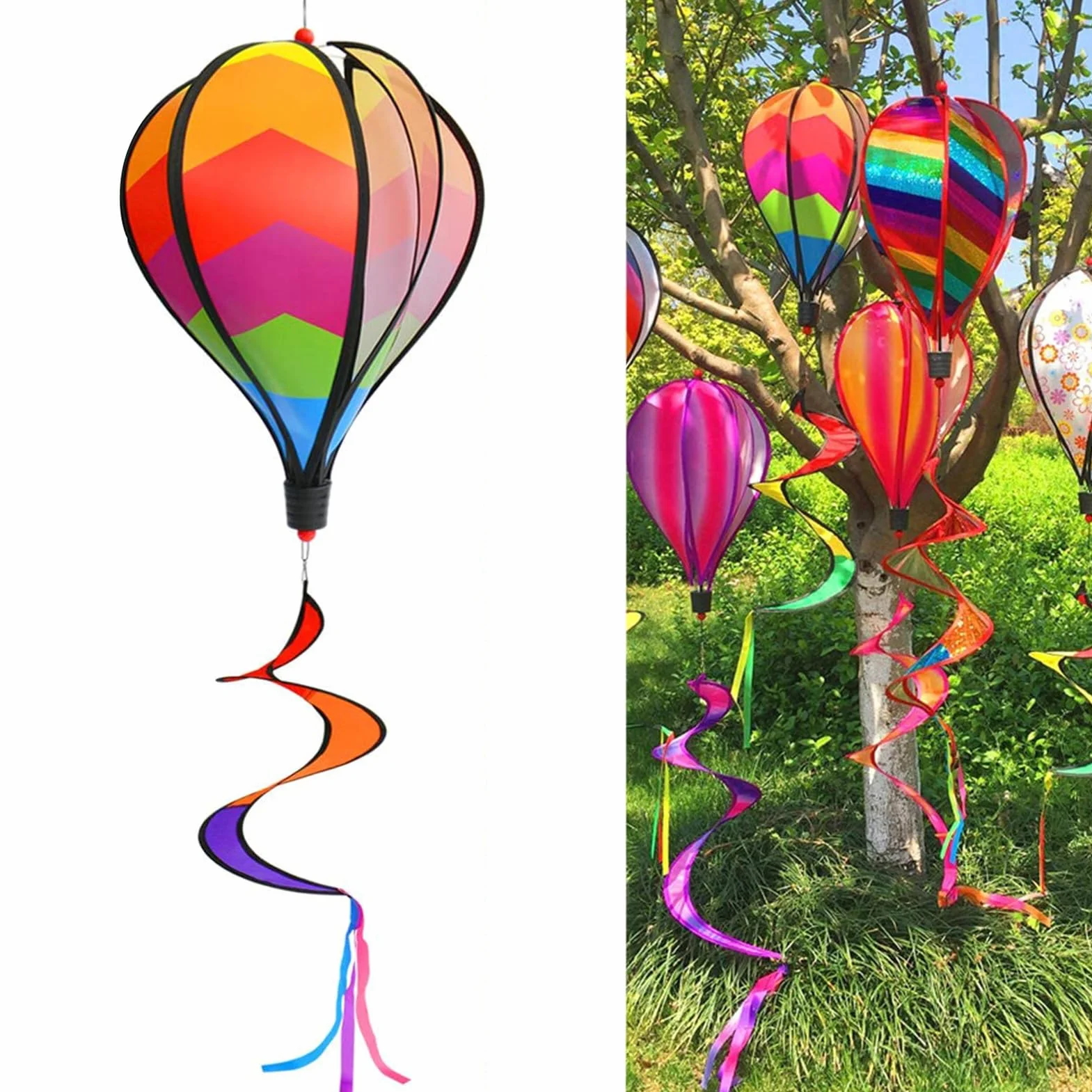 Montgolfière à Suspendre Jardin, Spinner de Vent Décoration Moulin à Vent pour Extérieur Patio Pelouse