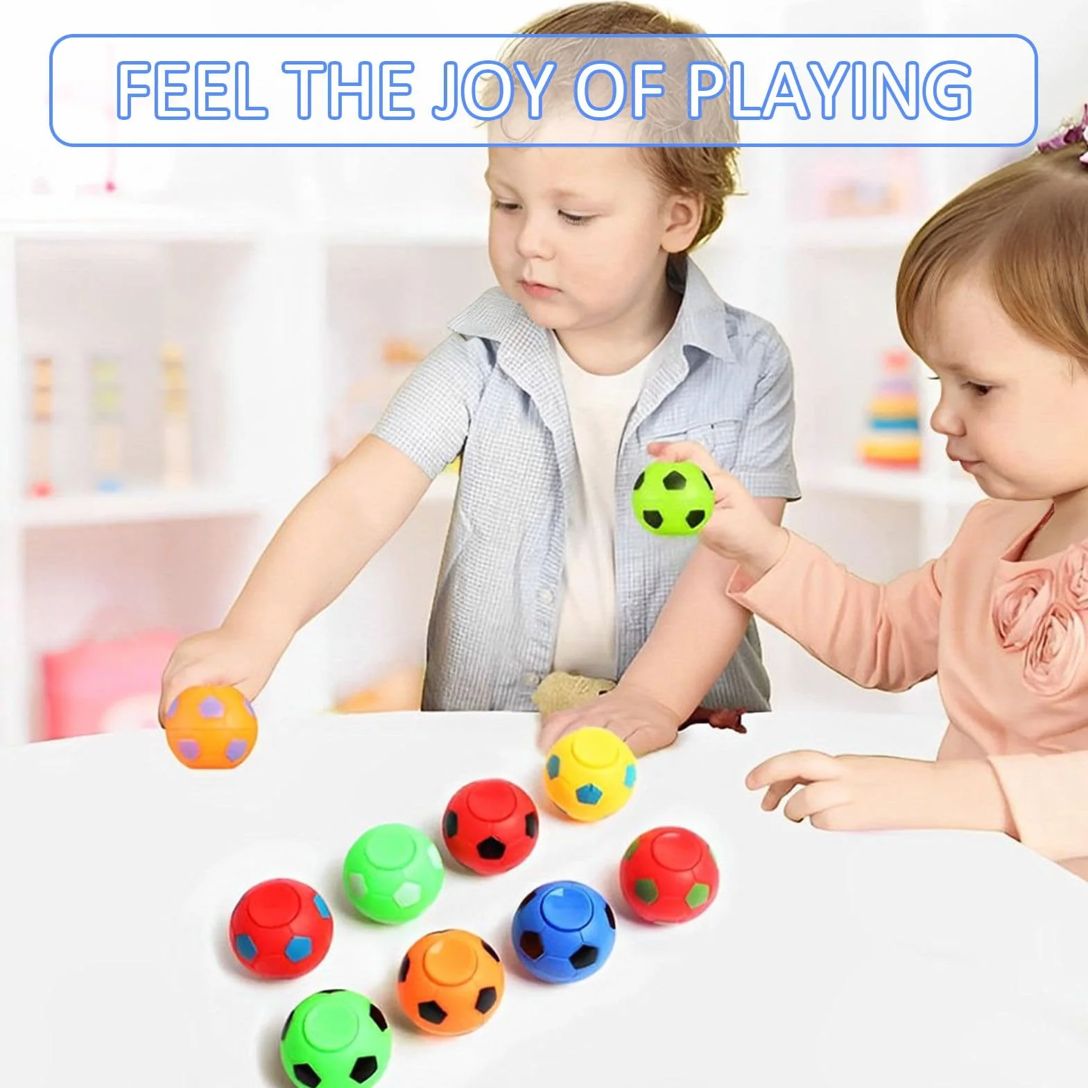 Mini Ballons de Football Spinner Jouet 12 Pièces, Spinning Fidget Football pour Enfants Adultes