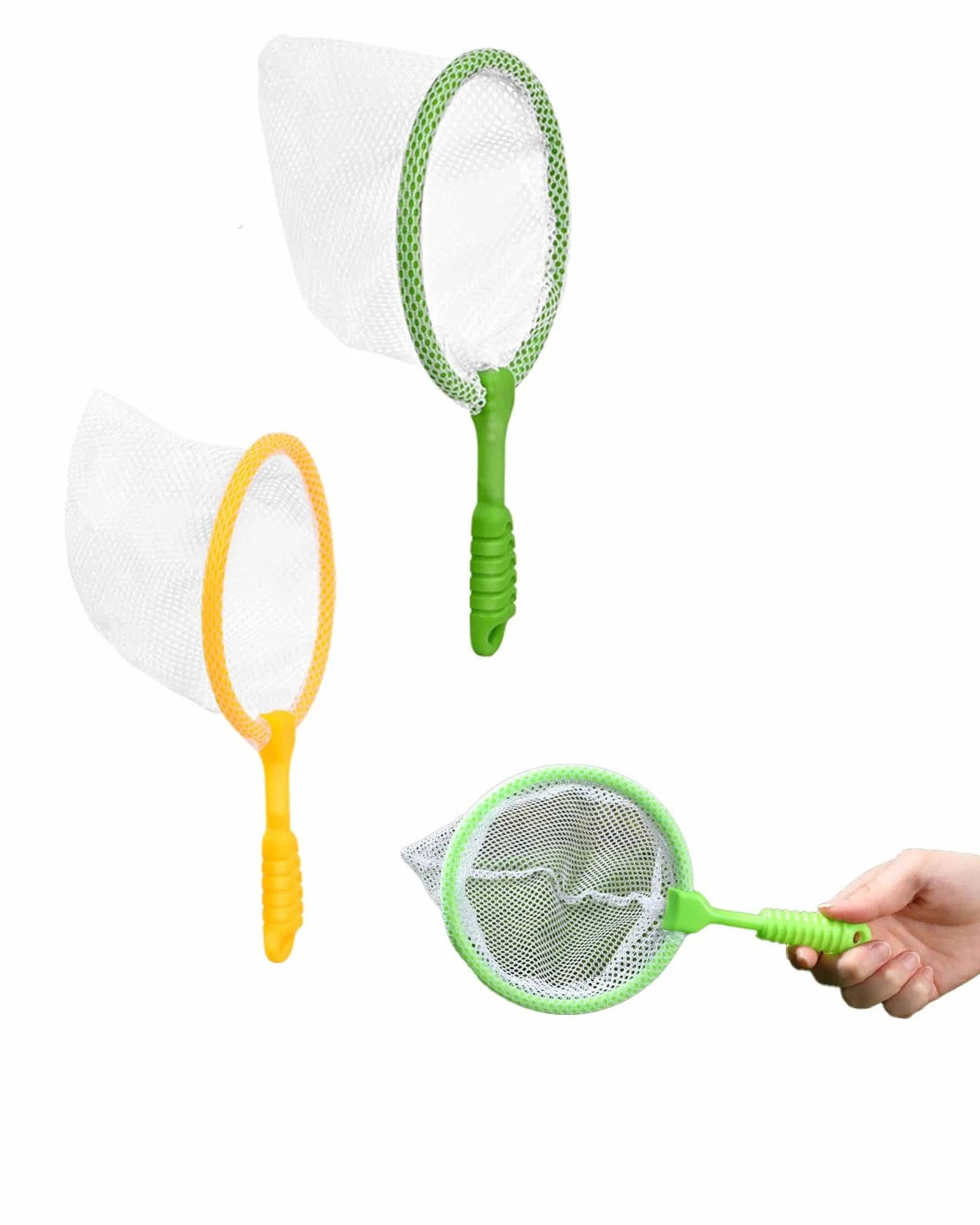 Épuisettes 2 Pièces Jaune et Vert pour Pêche aux Canards, Jeux de Plage & Piscine