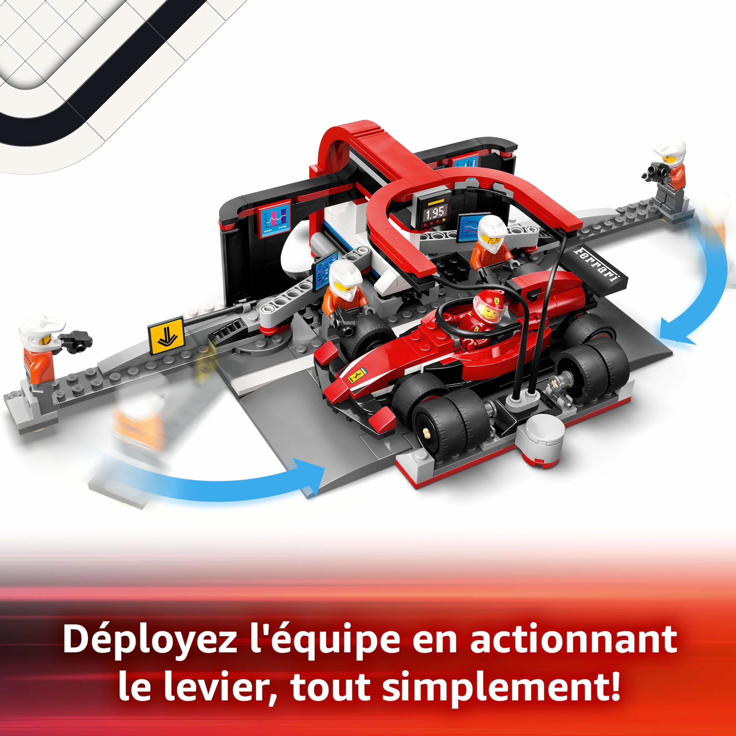 LEGO City Arrêt au Stand de F1 avec Voiture Ferrari - Jeu de Construction Formule 1 Pit Stop, Minifigurine Pilote & 4 Mécaniciens 60443