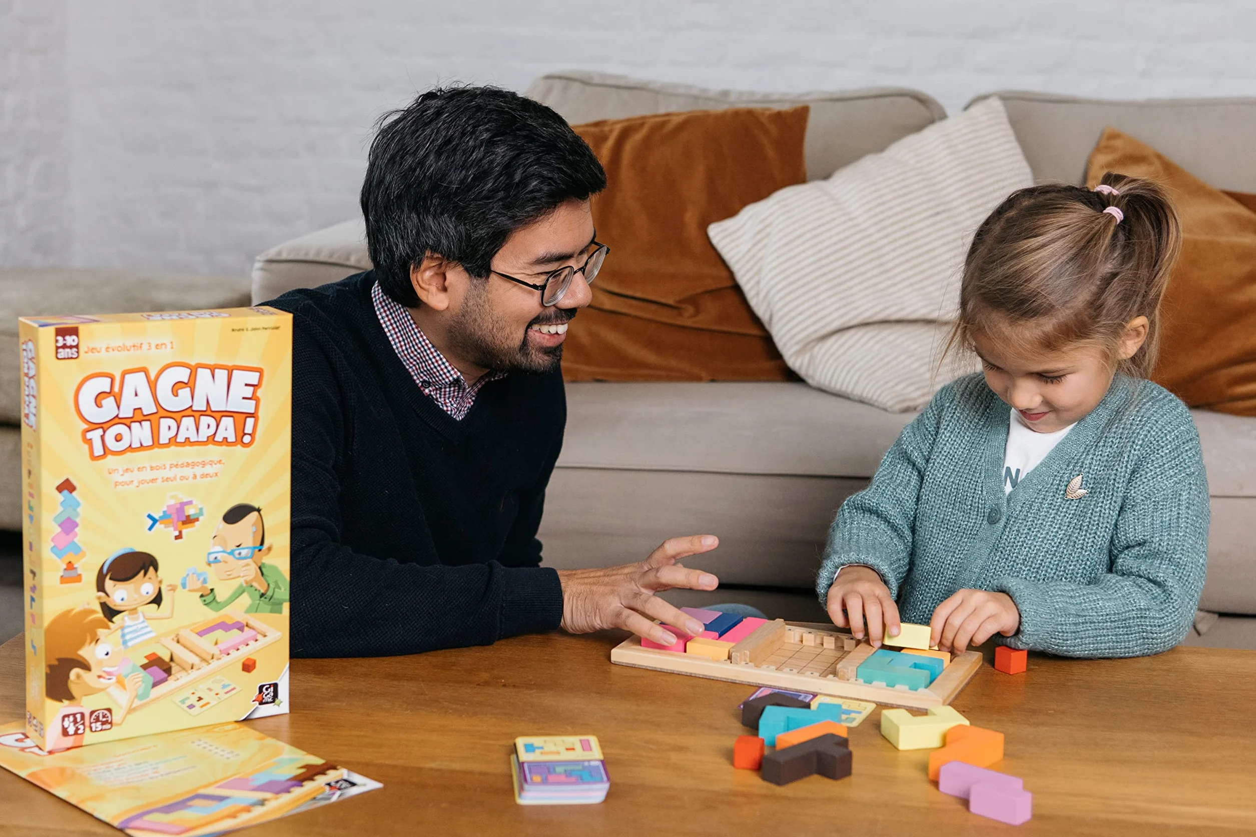 GIGAMIC Gagne Ton Papa Jeu de société Casse-tête évolutif Bois dès 3 Ans Jeu de réflexion logique et géométrie pour Enfant