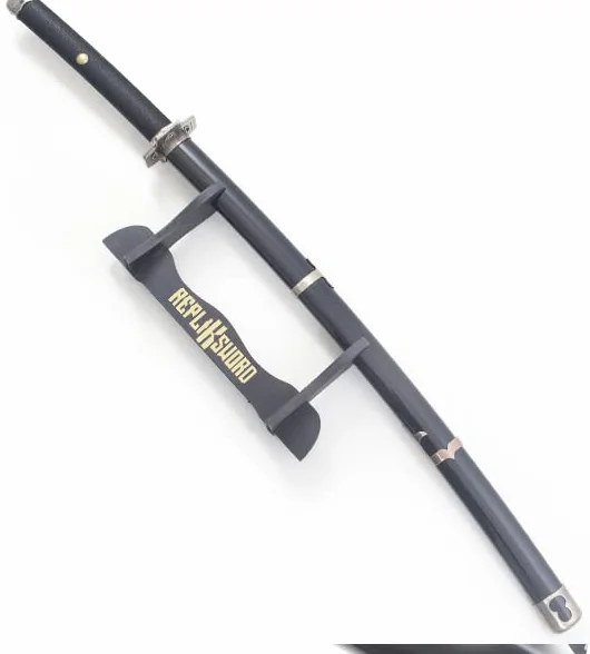 Katana Yubashiri One Piece Black en Bois - Épée Zoro avec Presentoir