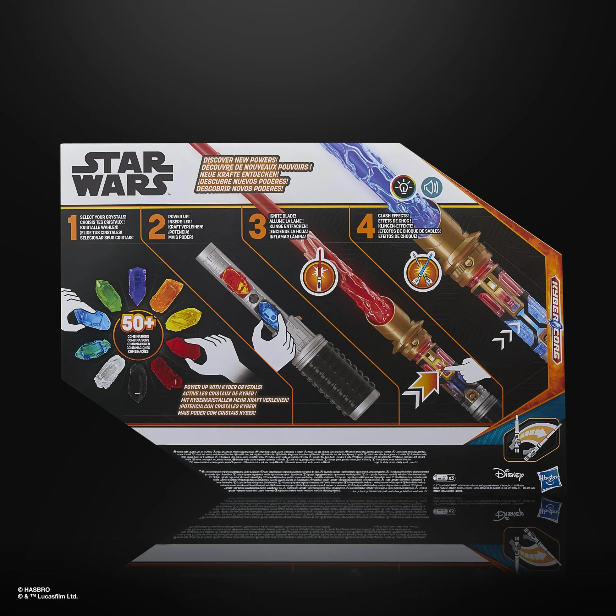 Sabre Laser Star Wars Cristal Kyber 7 Couleurs 10 Cristaux 50 Combinaisons Sons Lumières Jouet Enfant 4 Ans