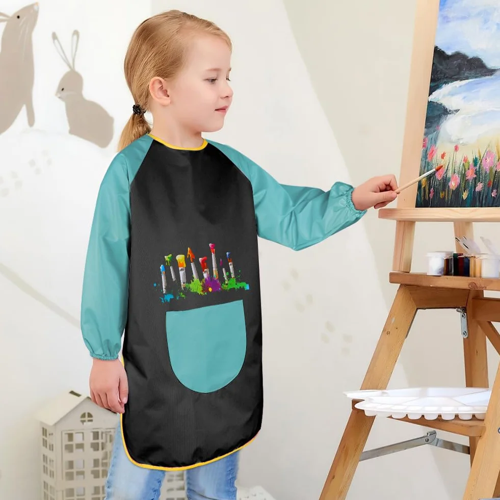 OSDUE Tablier Peinture Enfant Imperméable Manches Longues 7-12 ans avec Poches