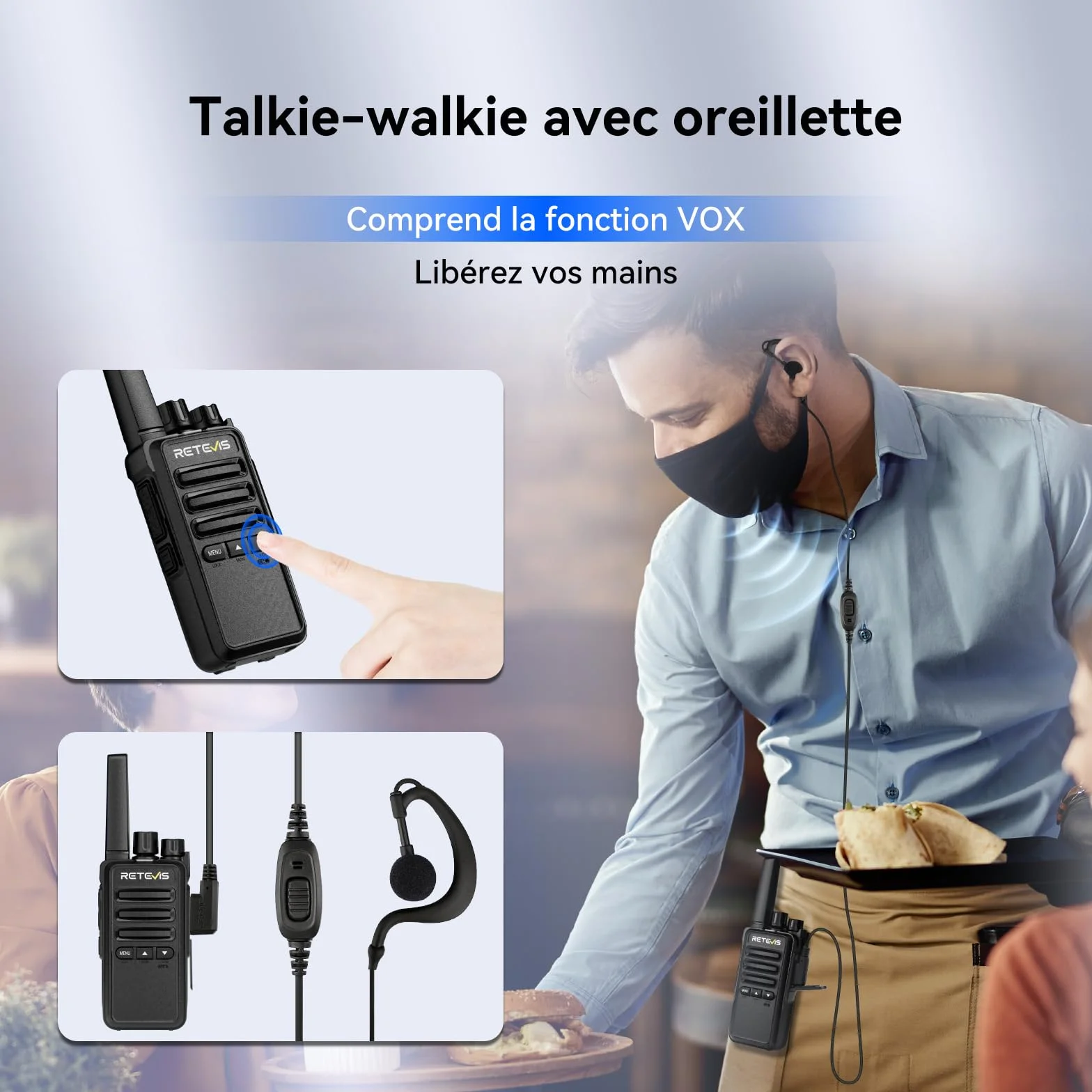 Retevis RT668B Talkie Walkie Longue Portée, PMR446, Lot de 6