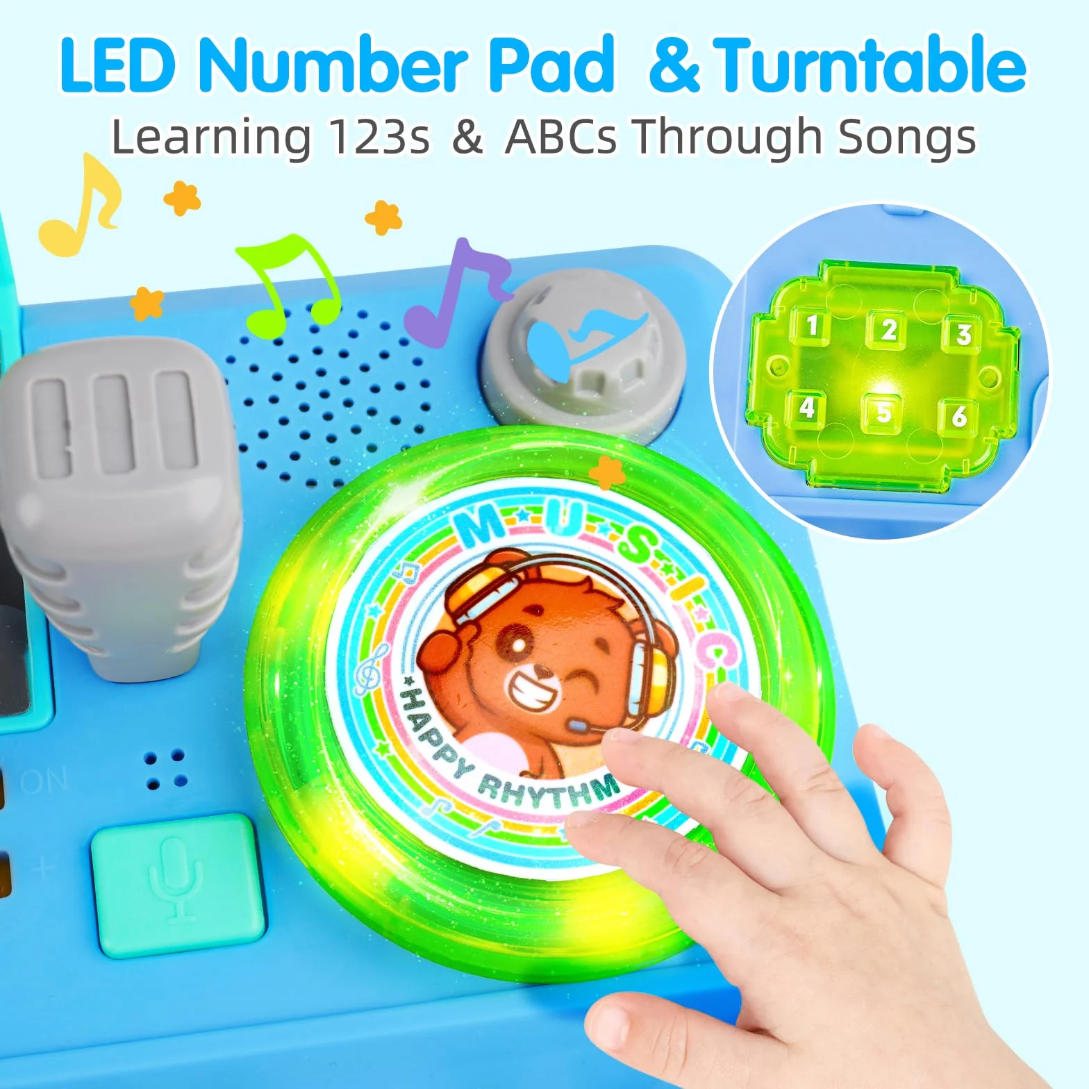 Table de Mixage DJ avec Piano Jouet Musical Bebe 3-18 Mois, Table Activite Bebe Platine DJ Jeux Musique Enfant 1-3 Ans
