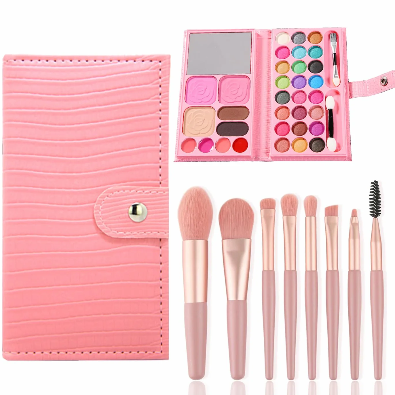 Ensemble de Maquillage pour Filles 33 Couleurs Jouets de Maquillage pour Enfants Cosmétiques Non Toxiques avec 8 Pinceaux Lavables