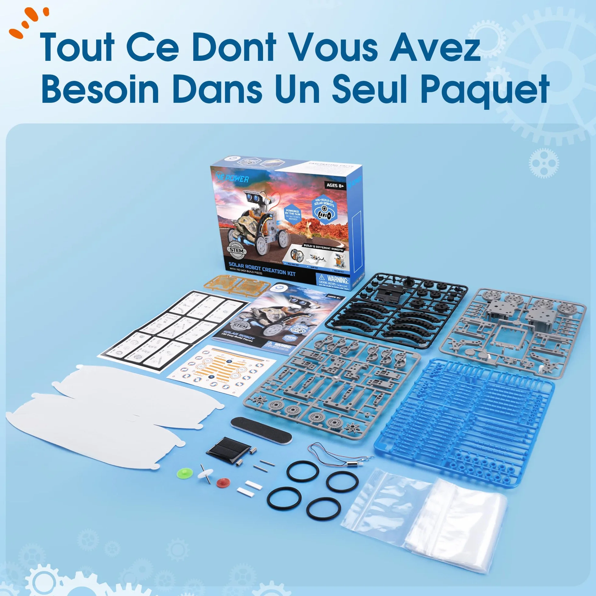 VEPOWER Robot Solaire 12 en 1 Jouet Enfant STEM Jeux de Construction DIY Science Éducatif Kit 190 Pièces