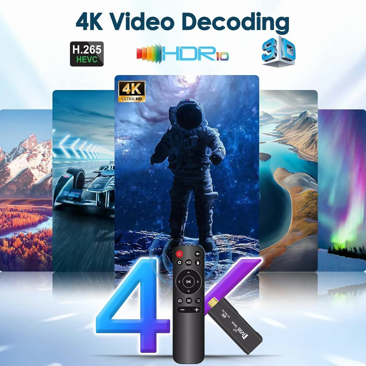 Android TV Stick 2GB+16GB Quad-Core 64bit Dual WiFi 4K HDR10+ Ultra HD Smart TV Stick