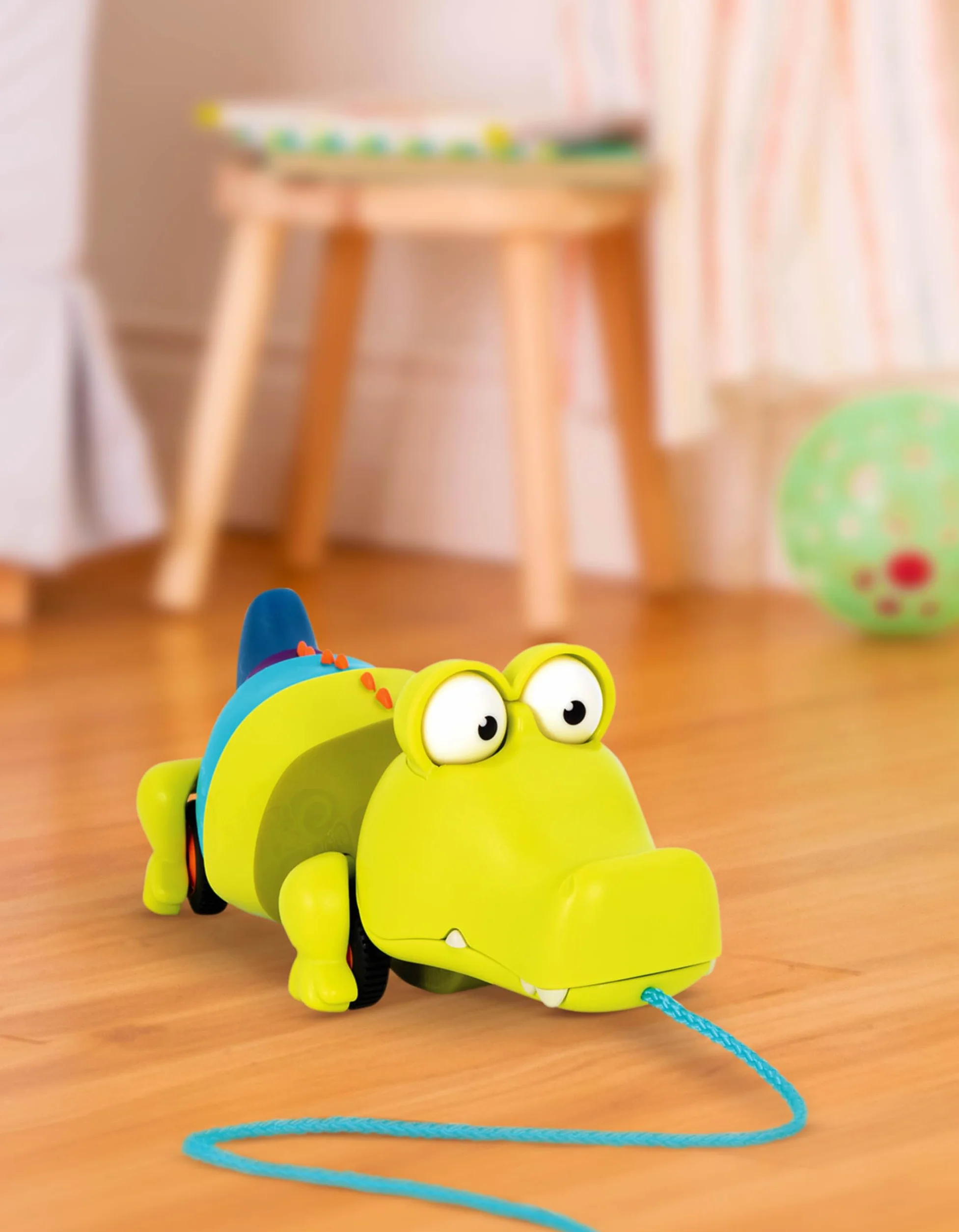 Jouet Crocodile à Pousser ou à Tirer B. Toys Waggle-A-Longs Snappity Scott avec Ficelle pour Tout-Petits 18 Mois+