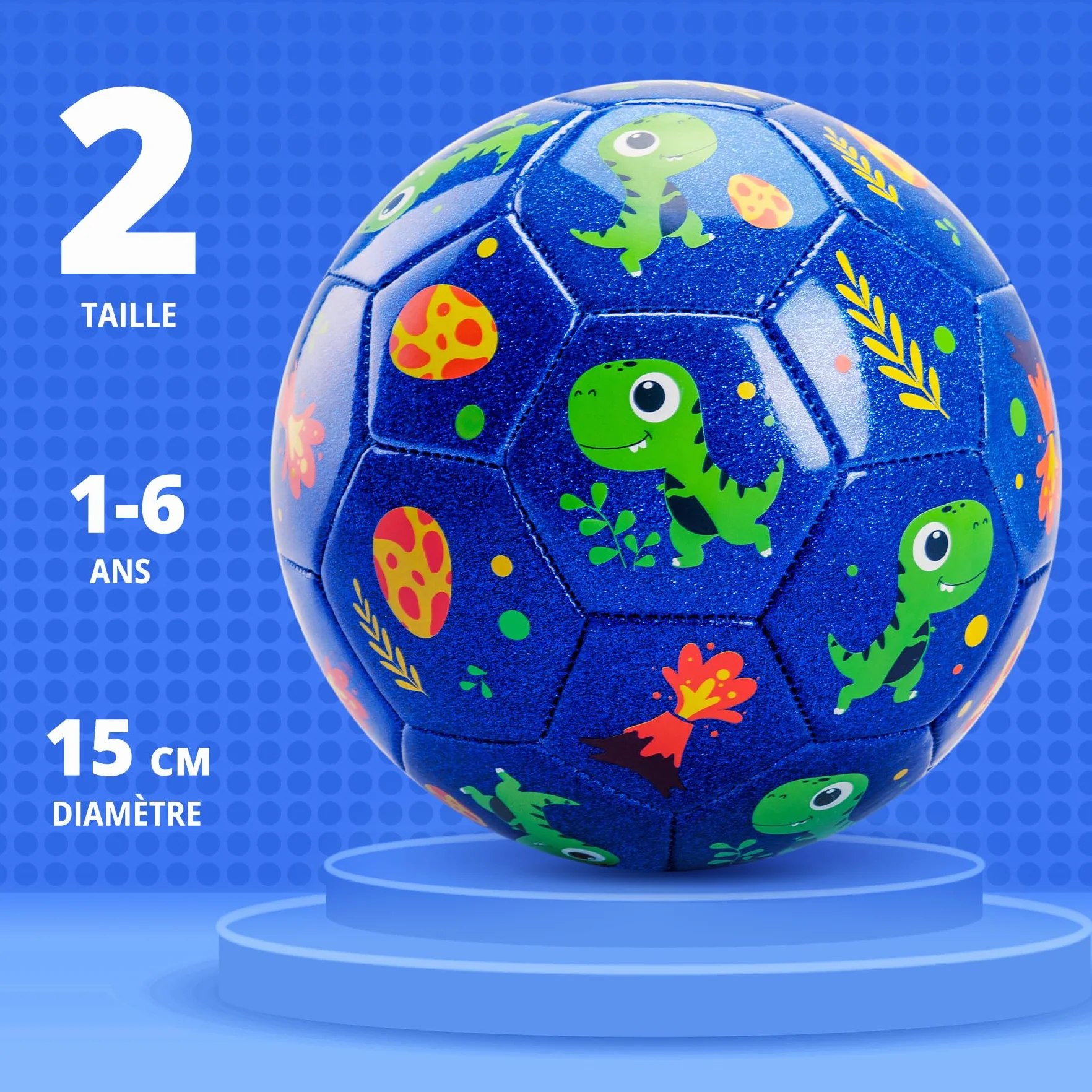Ballon de Football Taille 2 pour Enfants Dinosaures Cadeau Garçons Filles Extérieur Pelouse 2-6 Ans