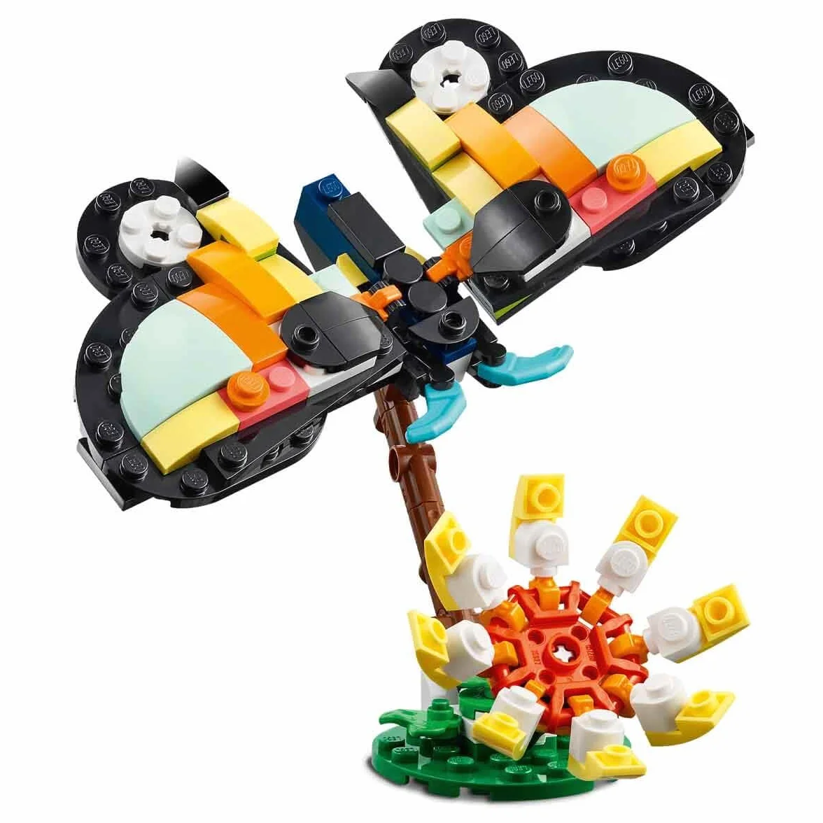 LEGO Creator 3-en-1 Animaux Sauvages Toucan Tropical Oiseau avec Fleur Jouet Animal Transformable Papillon Poisson Tropical Cadeau 7 Ans 31173