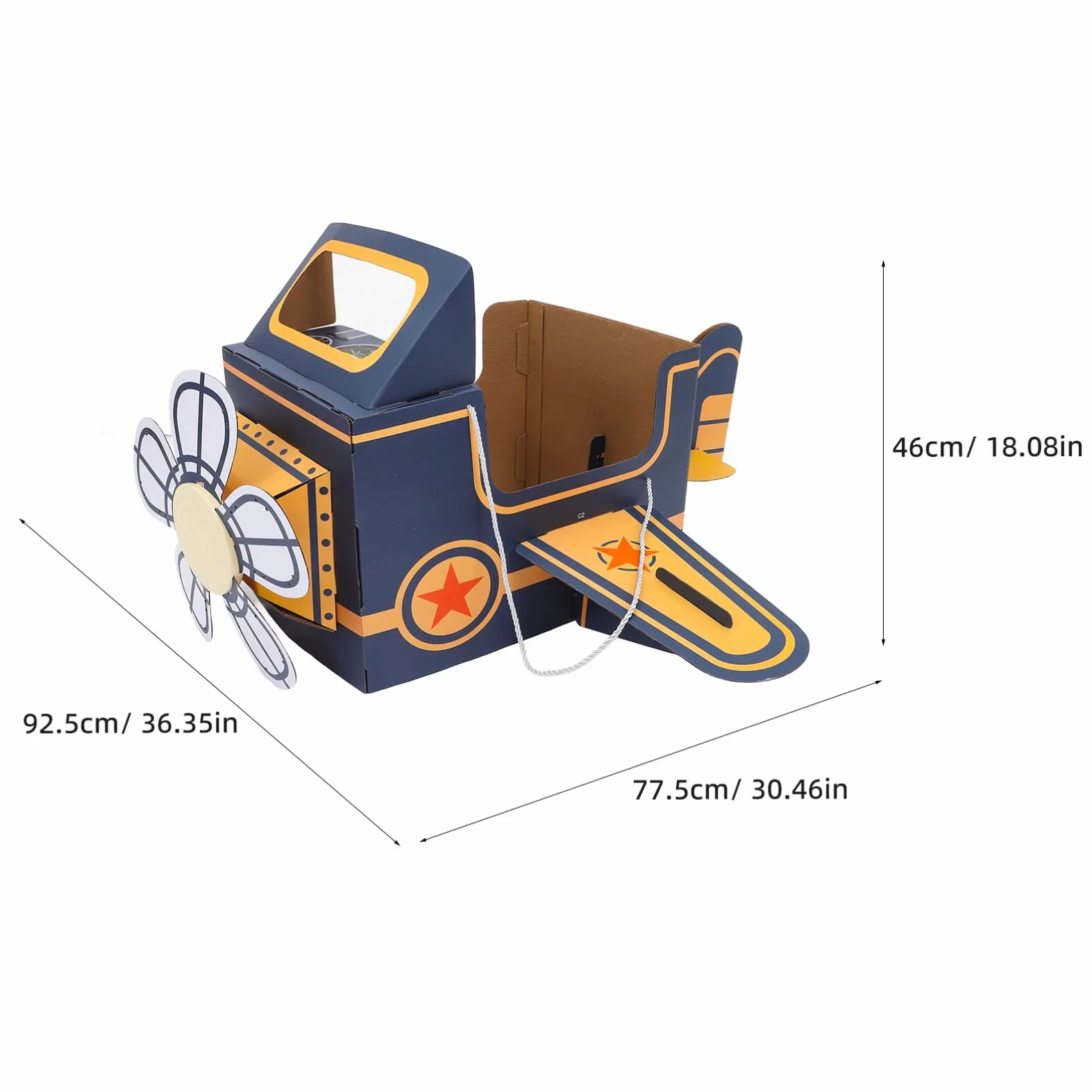 TEHAUX Avion Jouet en Carton avec Ventilateur Rotatif - Jouet Éducatif Créatif pour Enfants 30.5x36.4x18.1 Pouces