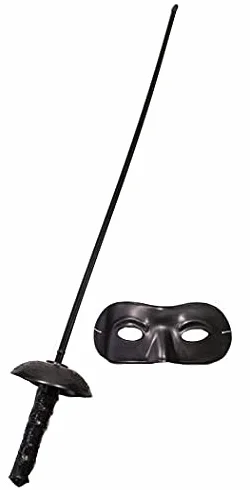 Cavernedesjouets Set Zorro - Epée en Plastique et Masque - Accessoires Costume Déguisement Enfant avec Carte Tigre