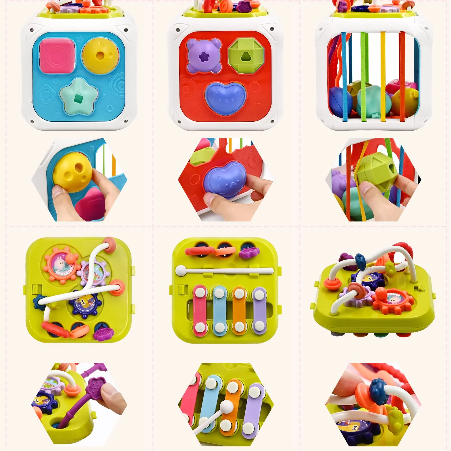 Jouet Bebe 7 en 1 Montessori Sensoriel Cube d'Activité pour 18 Mois Fille Garcon Cadeau Educatif