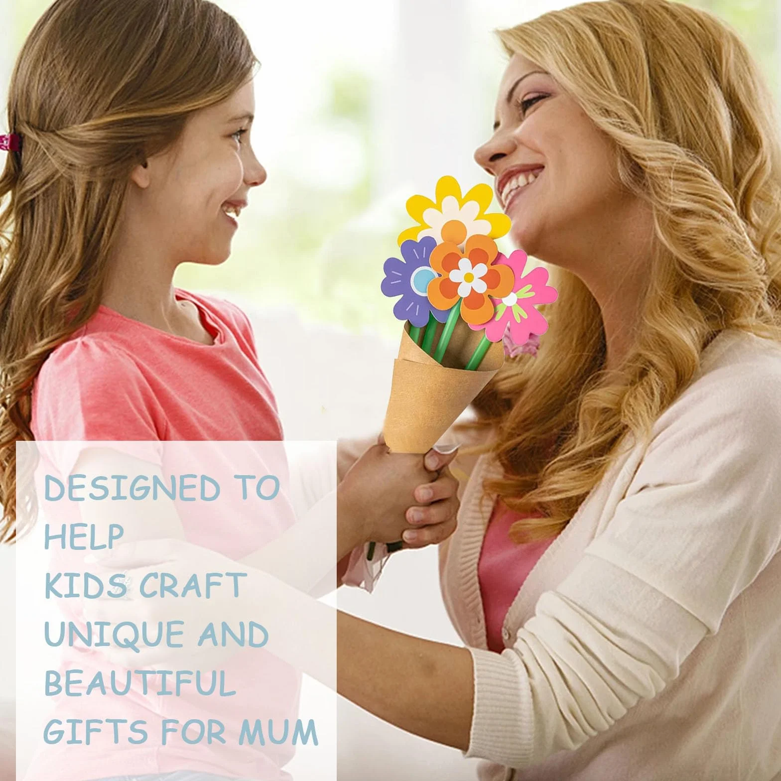 Kit d'artisanat de fleur pour enfants, bricolage pour fête des mères, bouquet de fleurs à faire soi-même, filles 4-9 ans