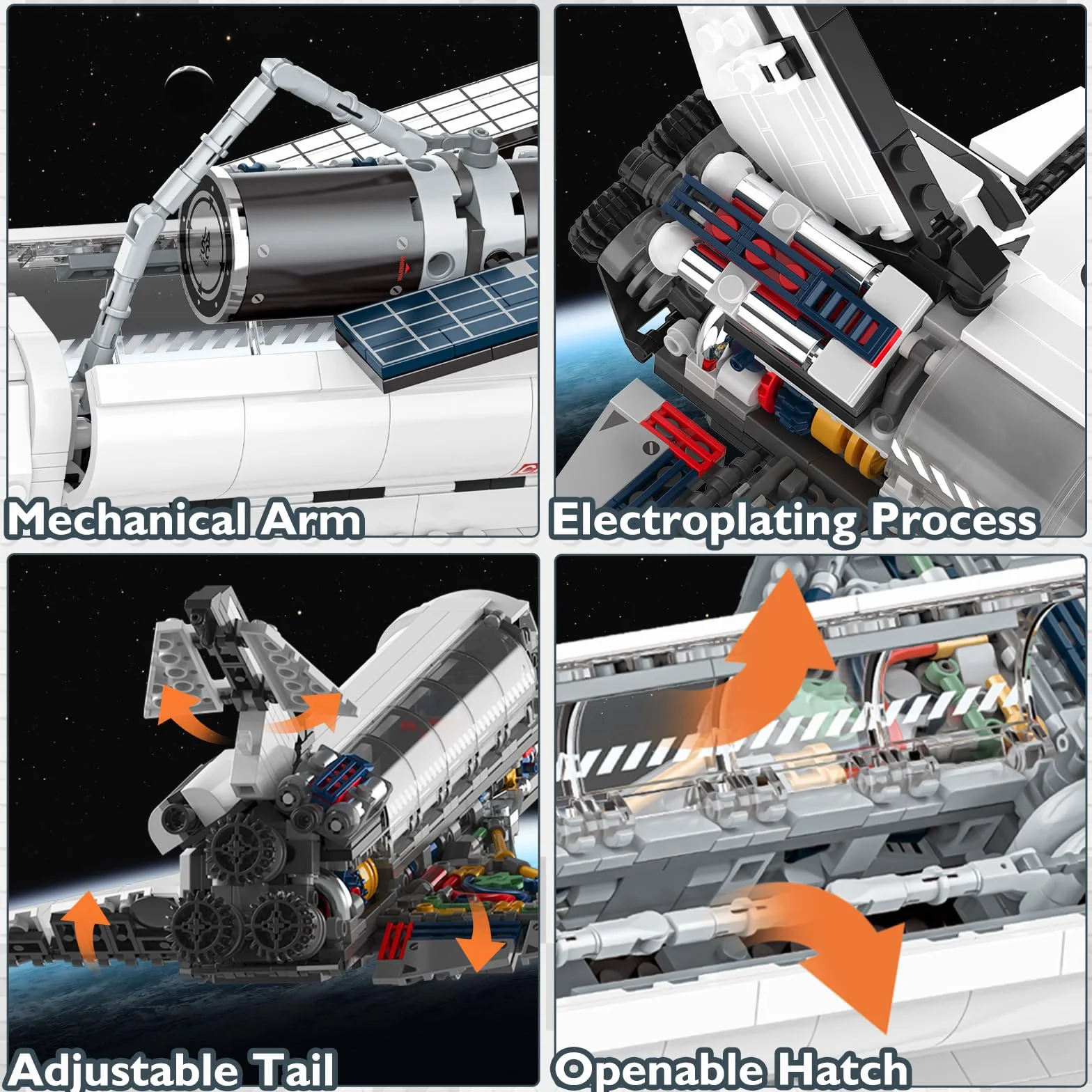 JMBricklayer Jeu de construction de navette spatiale pour adultes modèle avec support réglable 70122