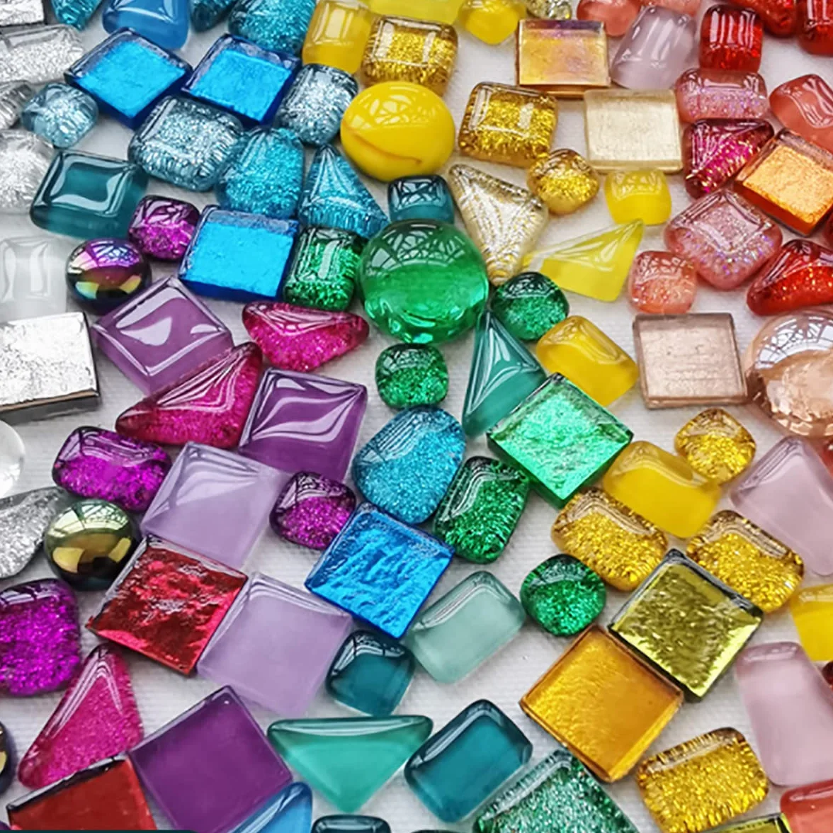 Pierres de mosaïque multicolores en verre pour bricolage décoration maison artisanat 200g