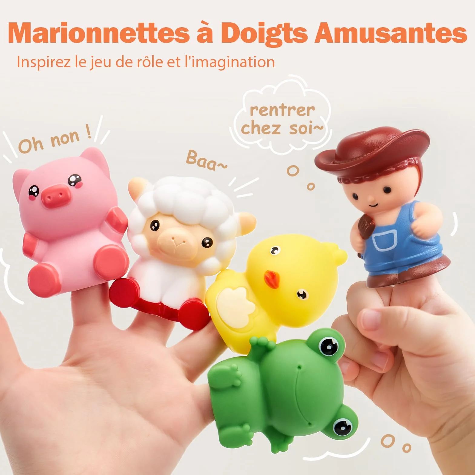 hahaland Montessori Jouet Bebe 2 3 Ans - Jouet Animaux de La Ferme pour Enfants, Jeu Educatif avec Marionnettes à Doigts
