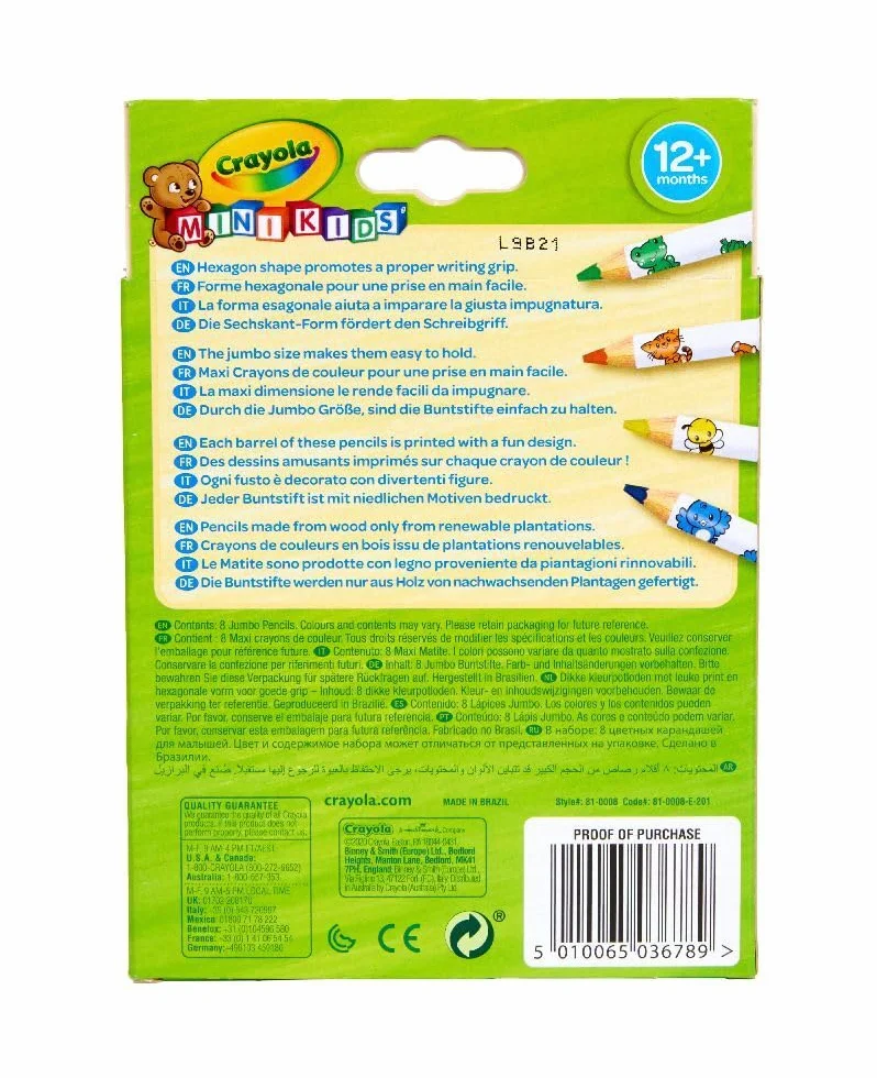 CRAYOLA 8 Maxi Crayons de Couleur Loisir créatif Mini Kids Jeu de Dessin et coloriage