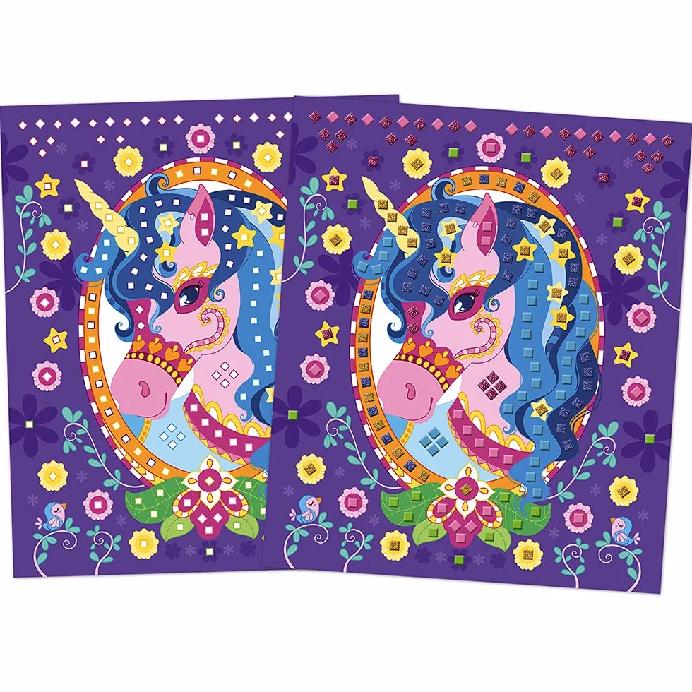 Janod Coffret Mosaïques en Mousse Poneys et Licornes Kit Loisir Créatif Enfant dès 5 ans