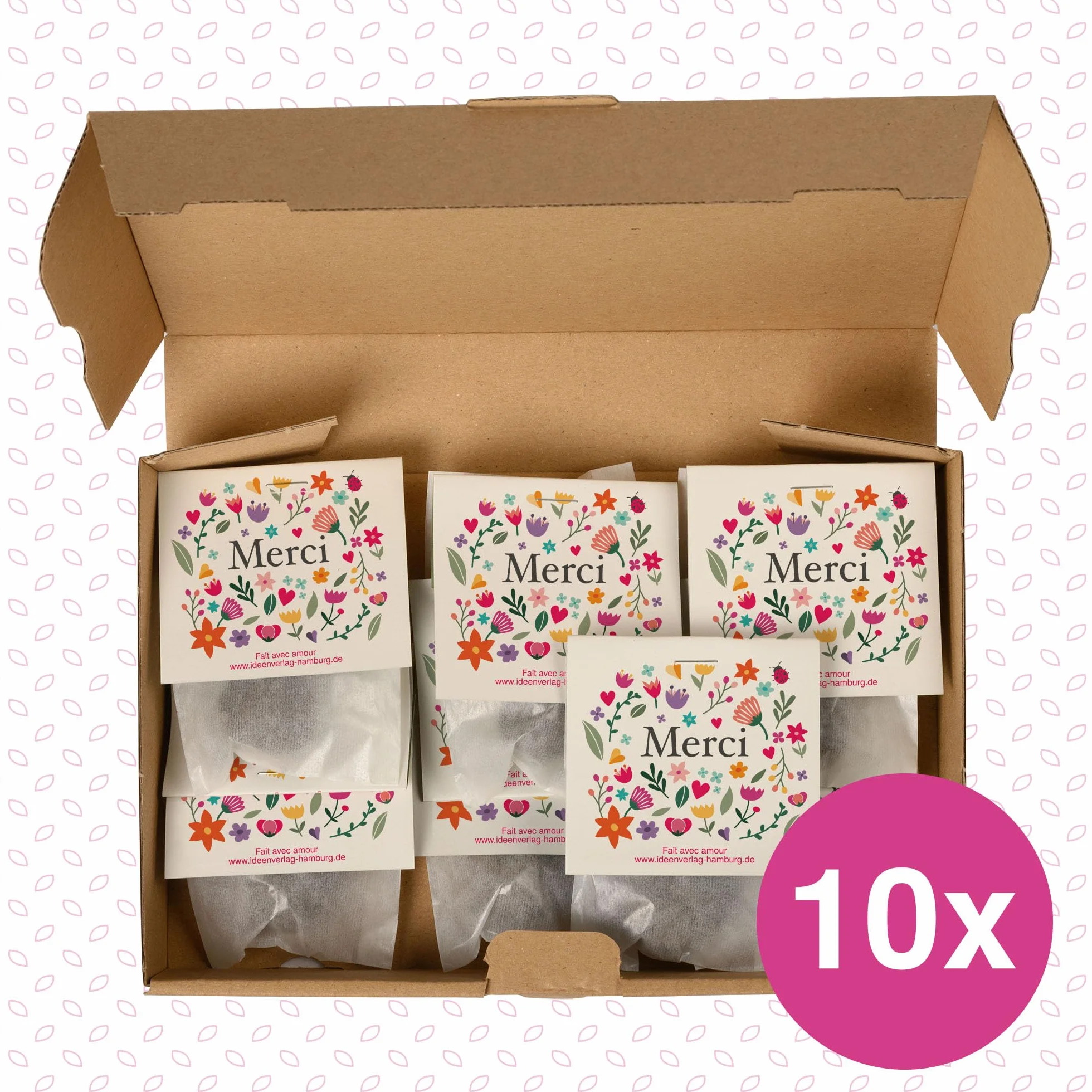 Bombes à graines "Merci" 10x – cadeau écologique original boules fleuries