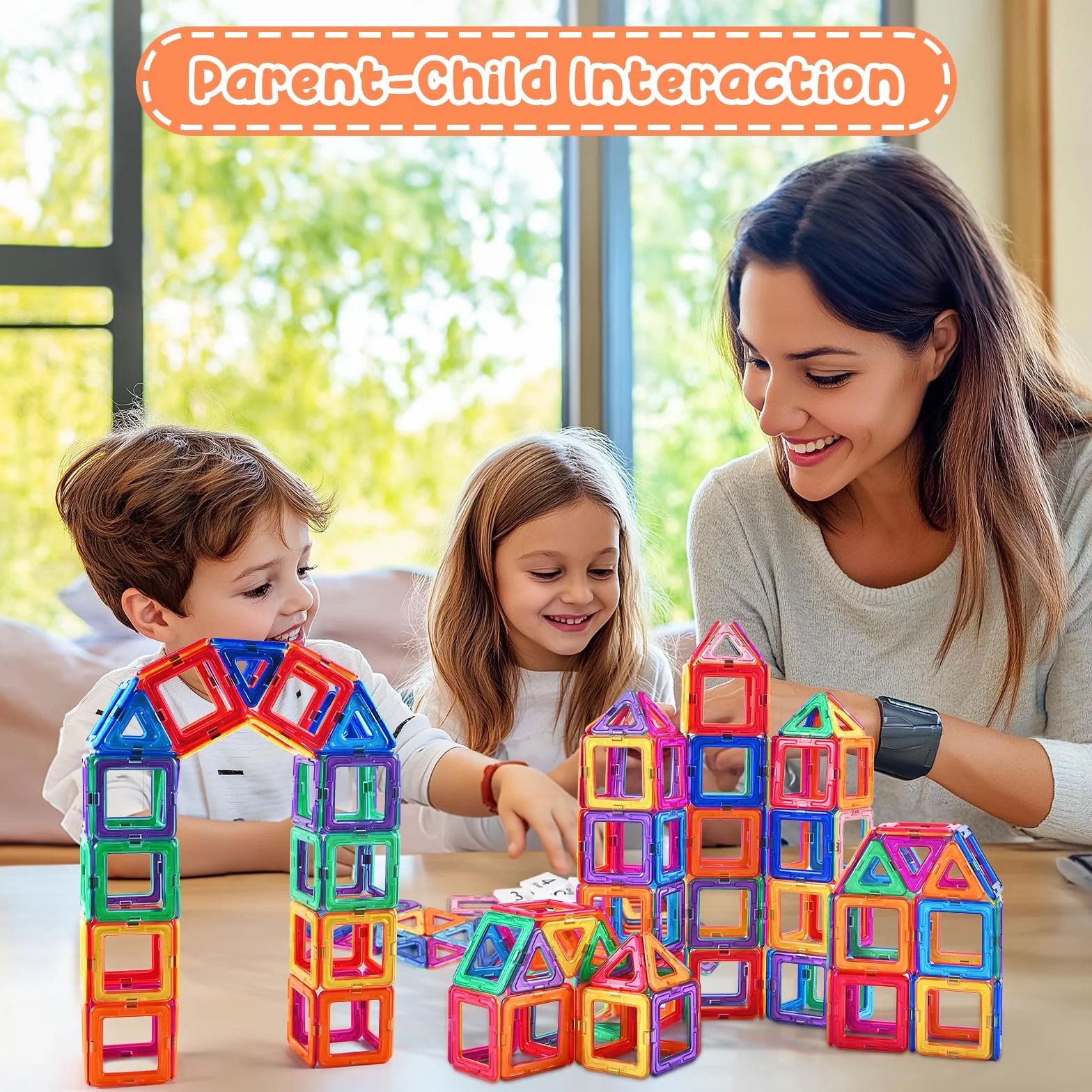 Construction Magnétique Enfant 82 Pièces Blocs de Construction Magnétiques Éducatif Jeux Cadeaux 3-7 Ans