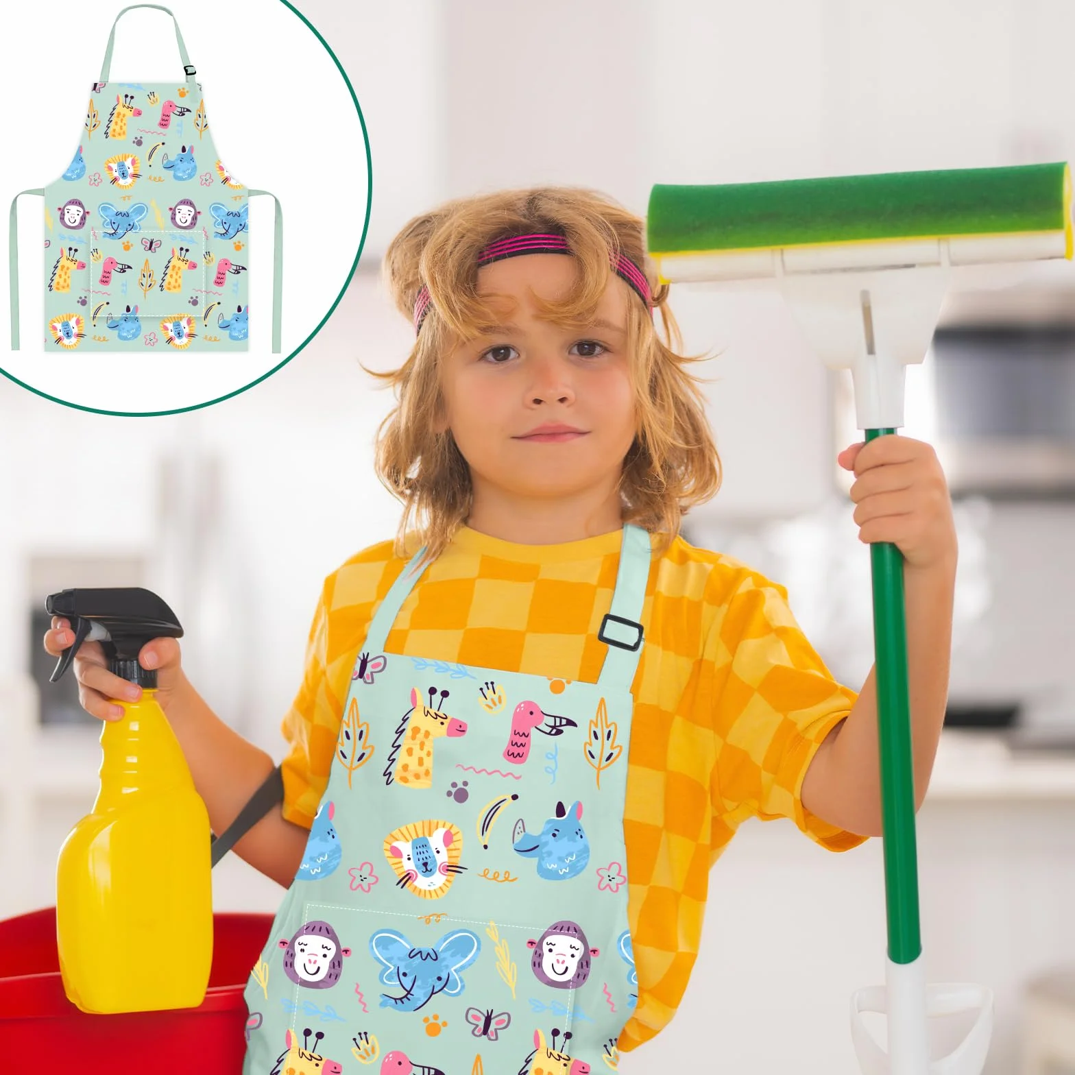 Tablier Cuisine Enfant Garcon Fille Personnalisé Polyester Coton 2-6 Ans