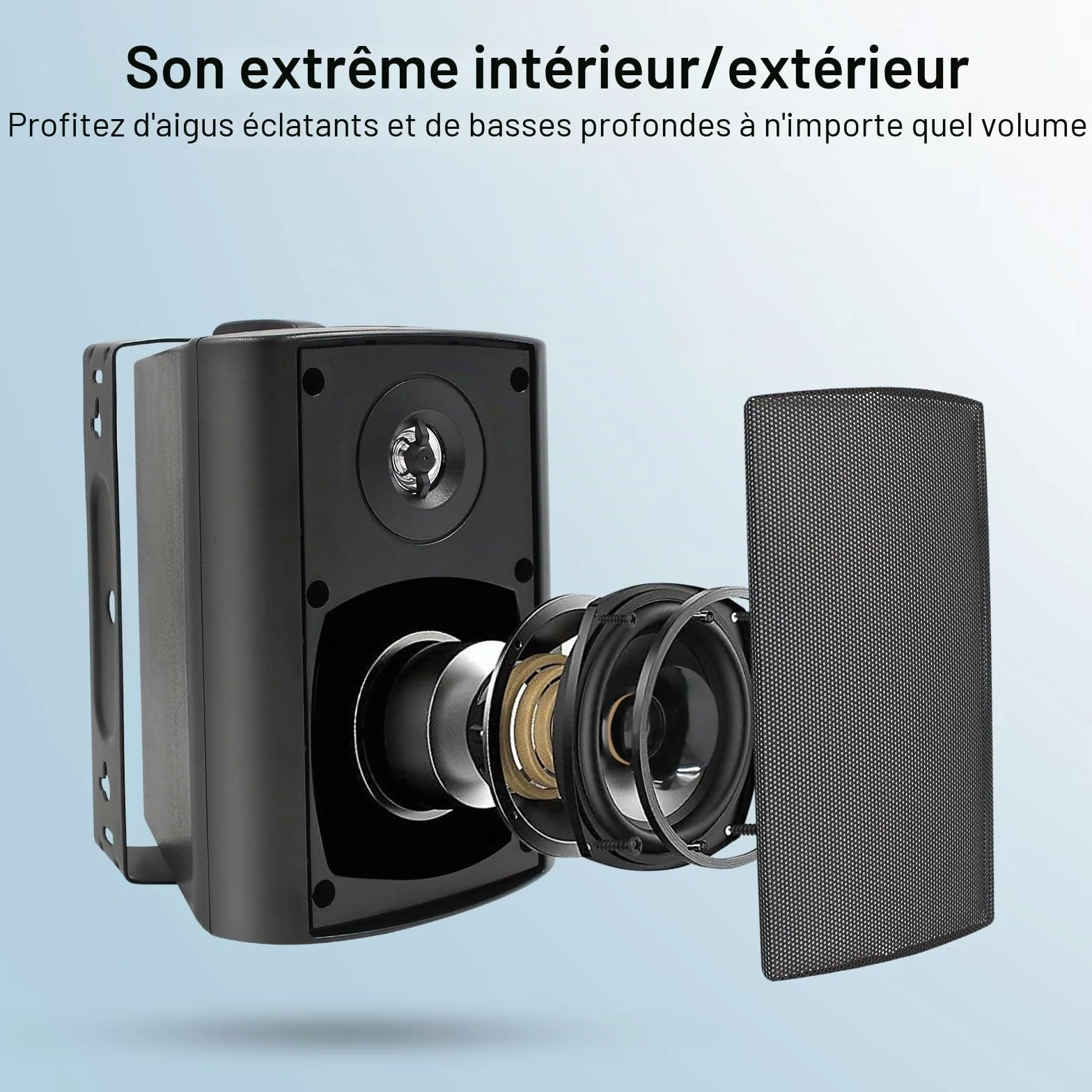 Herdio 4 Pouces Enceinte d'Extérieur Bluetooth 200W 2 Voies Etanche Haut-parleur Extérieur Noir