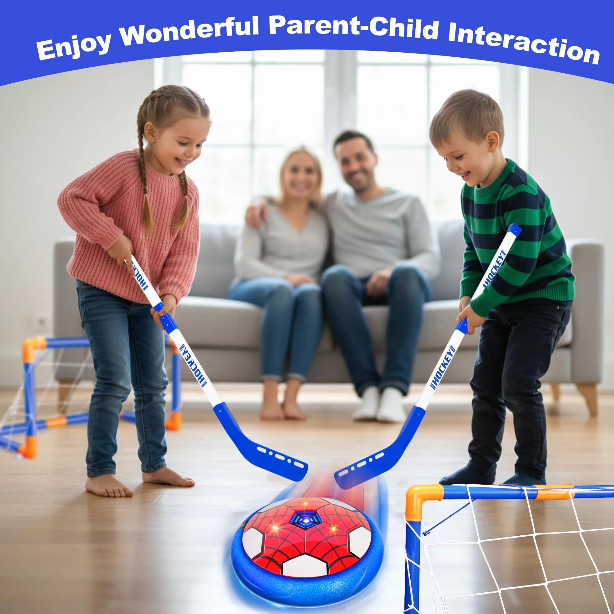 Spider Air Power Football, Jouet Enfant Ballon de Foot Rechargeable LED Lumière, 3in1 Ensemble pour 3-12 Ans Sport Intérieur Extérieur