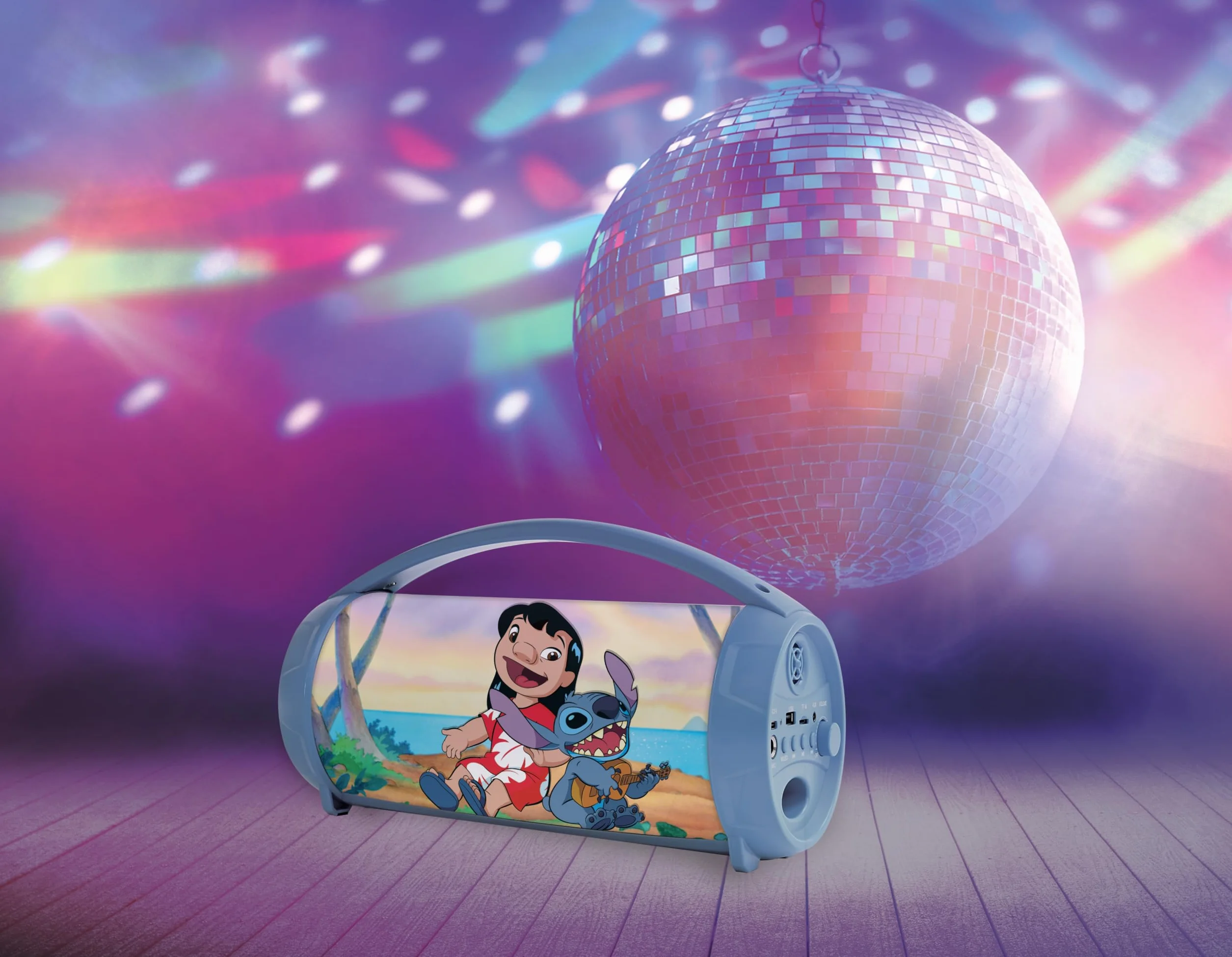 Lexibook Disney Stitch Enceinte Haut-Parleur sans Fil Lumineuse avec Micro, Son stéréo, Fonction karaoké, Ports USB et Carte SD, Batterie Rechargeable, Bleu BTP585DZ