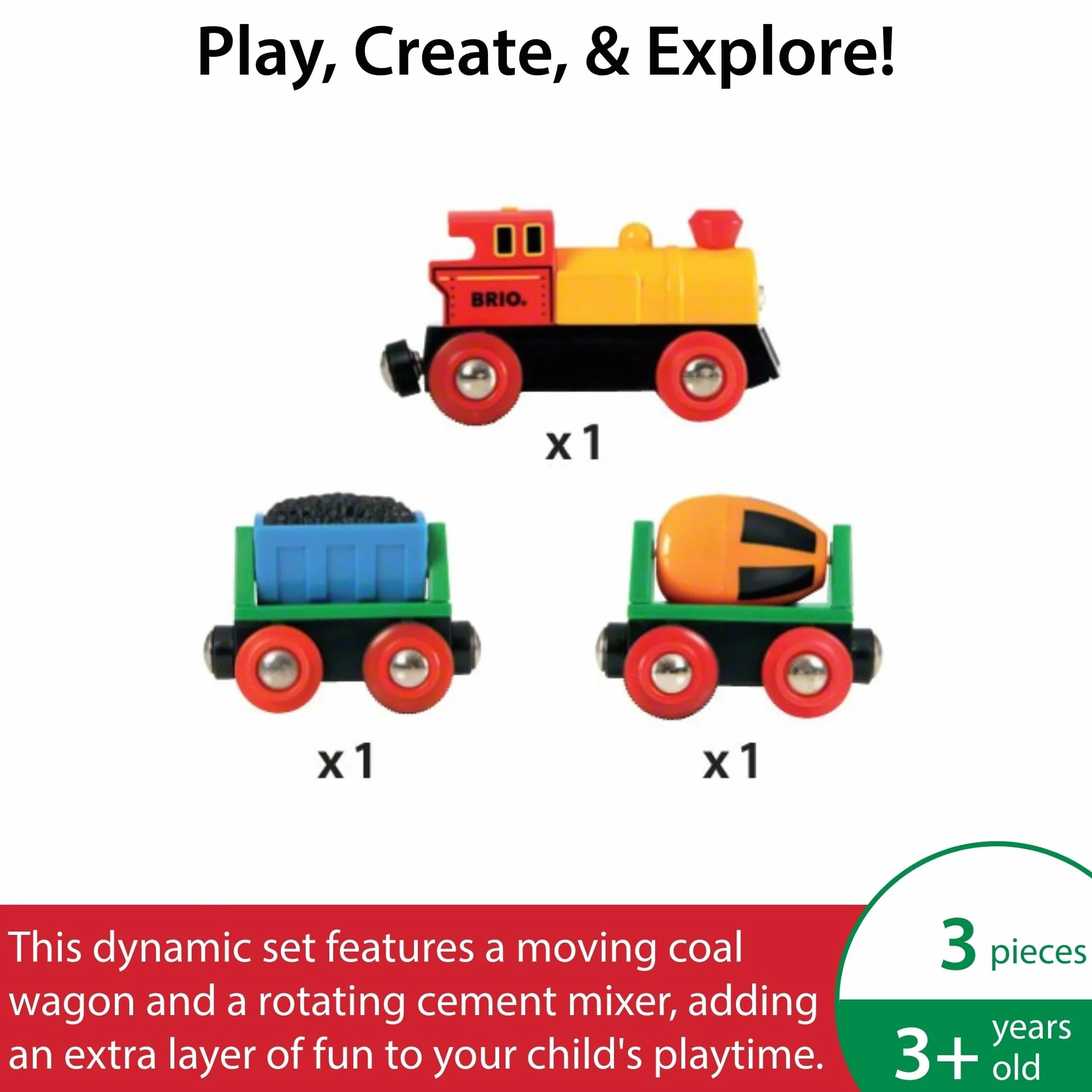 BRIO World 33319 Train de Marchandises avec Lumière électrique Circuit en Bois Jouet 3 Ans
