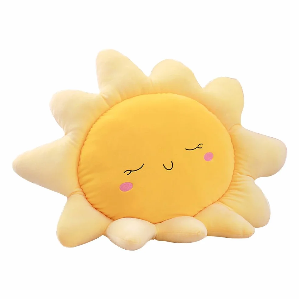 Oreiller Peluche Soleil Créatif 40x40x10cm Coussin Doux Enfants Décoration Chambre