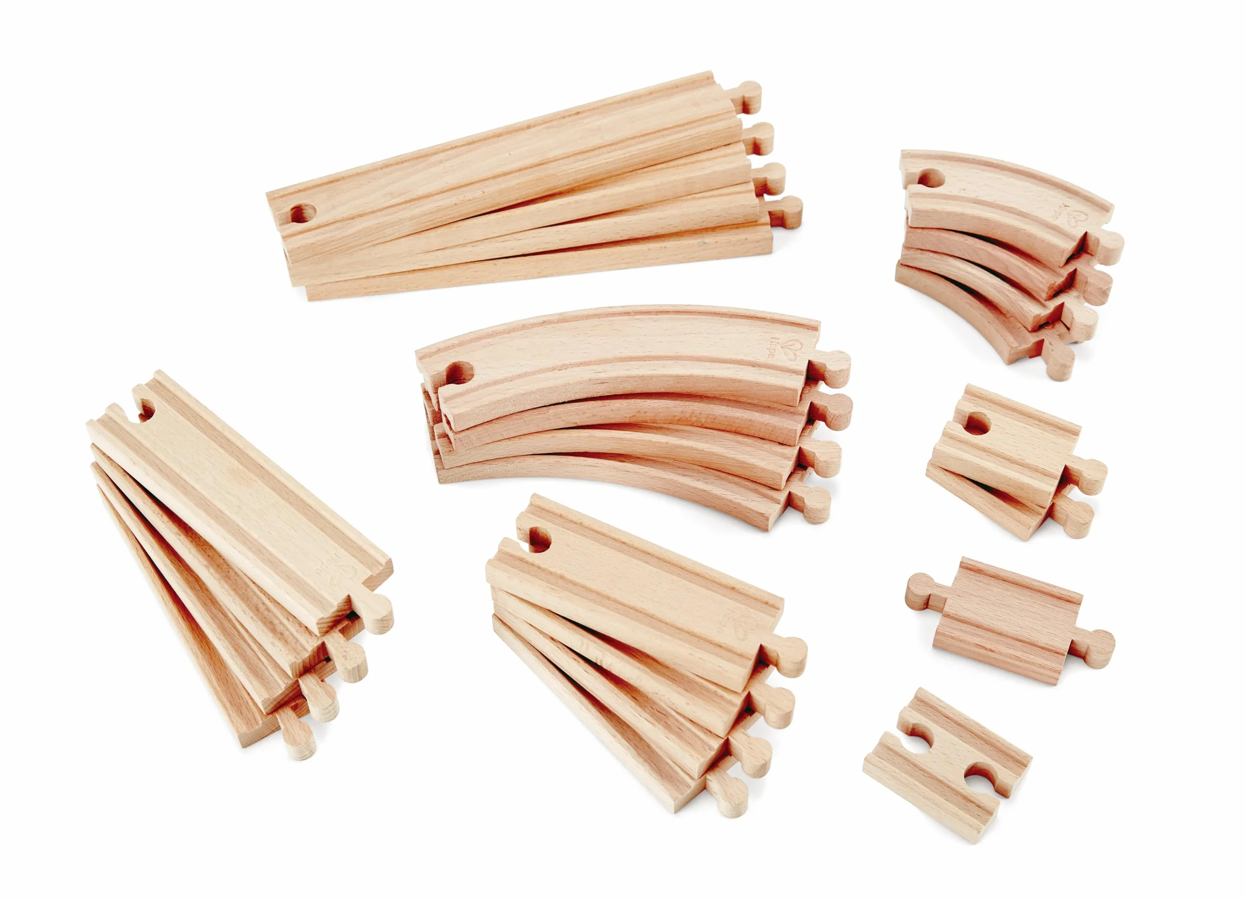 Hape Coffret d'Extension de Rails pour Circuit Train Bois - 24 Pièces Virages et Lignes Droites - Jeu Éducatif 3 Ans+