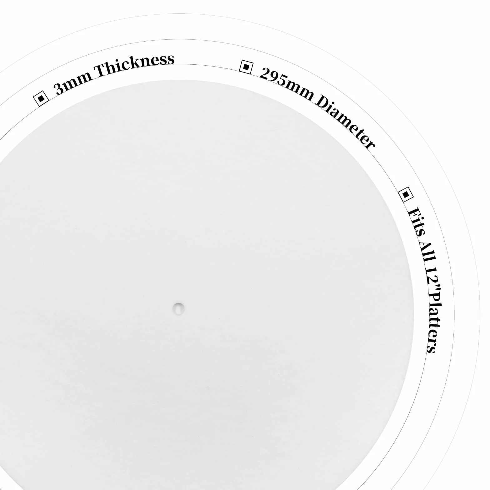 Tapis de table tournante 3 mm antidérapant antistatique pour tourne-disque vinyle haute fidélité (blanc)