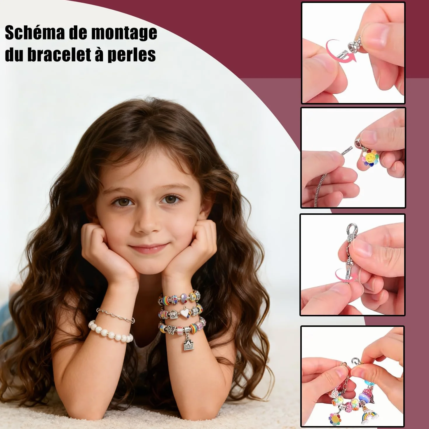 Kit de Strass Cheveux et Bracelet, Jouet Fille 5-12 Ans