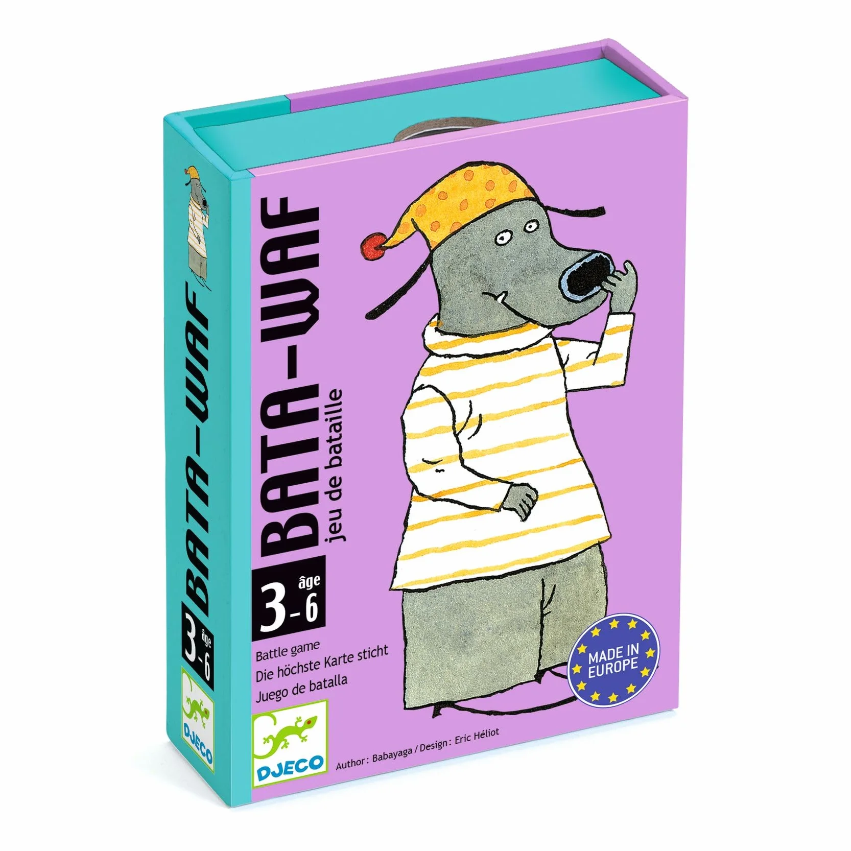 DJECO Batawaf Jeu de 36 Cartes - Apprentissage des Jeux de Cartes pour Enfants 3-6 ans - Compare la Taille des Chiens - 2 à 4 Joueurs