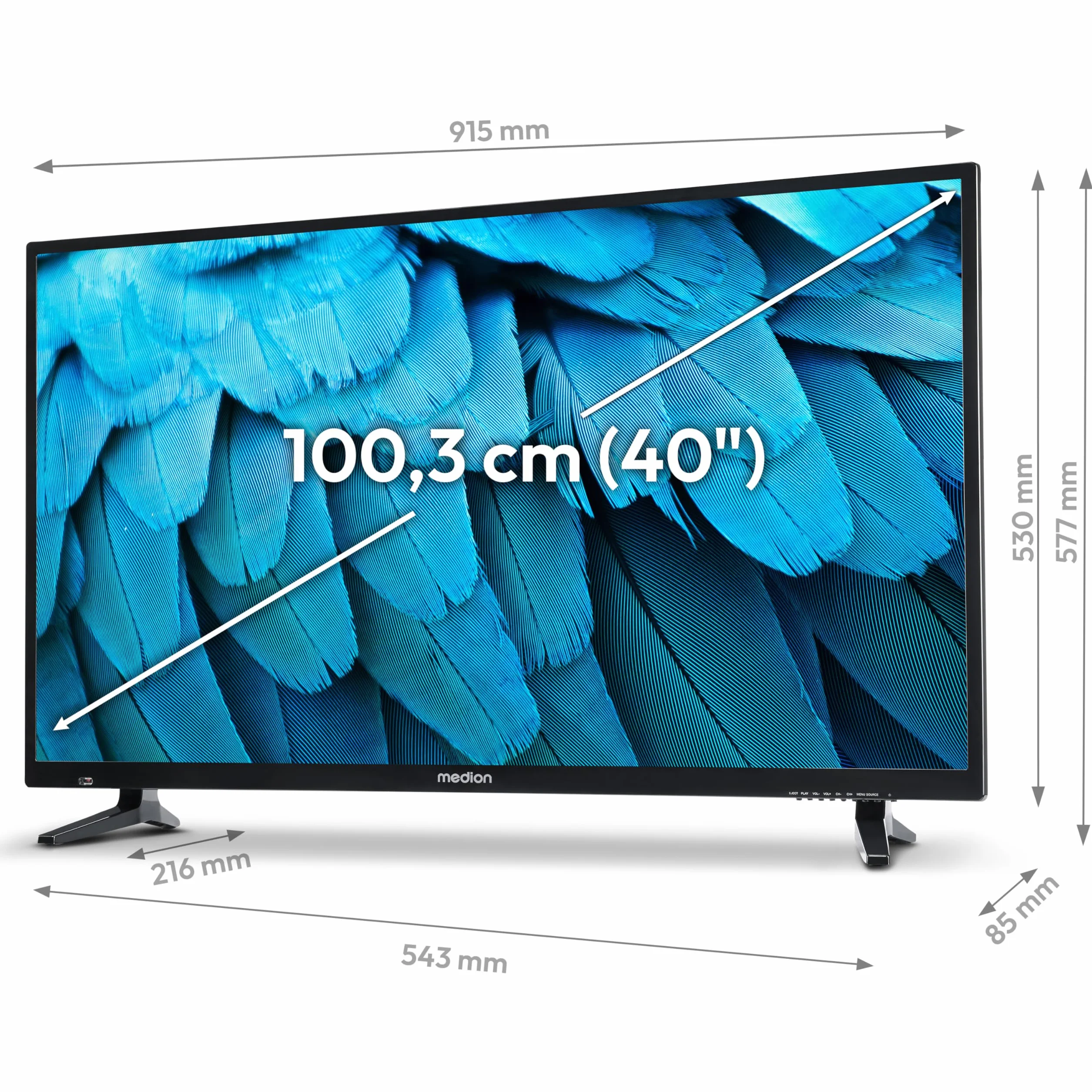 MEDION E14080 Téléviseur Full HD 100,3 cm 40 Pouces Lecteur DVD intégré Triple Tuner DVB-T2 DVB-C DVB-S2