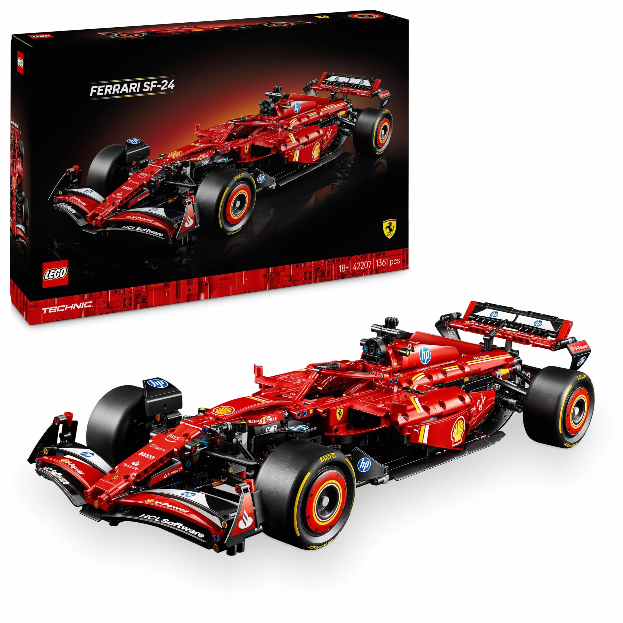 LEGO Technic Ferrari SF-24 F1 Maquette 1/8 Voiture de Course Collector Moteur V6 Boîte de Vitesses DRS Volant 42207