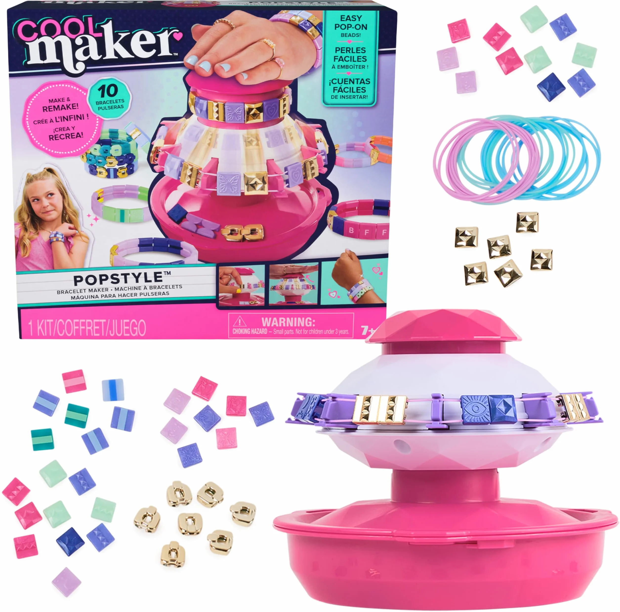 COOLMAKER Pop Style Machine Kit Bracelet Création Bracelets Amitié Tendance Fun Facile Jouet Enfant 7 Ans+