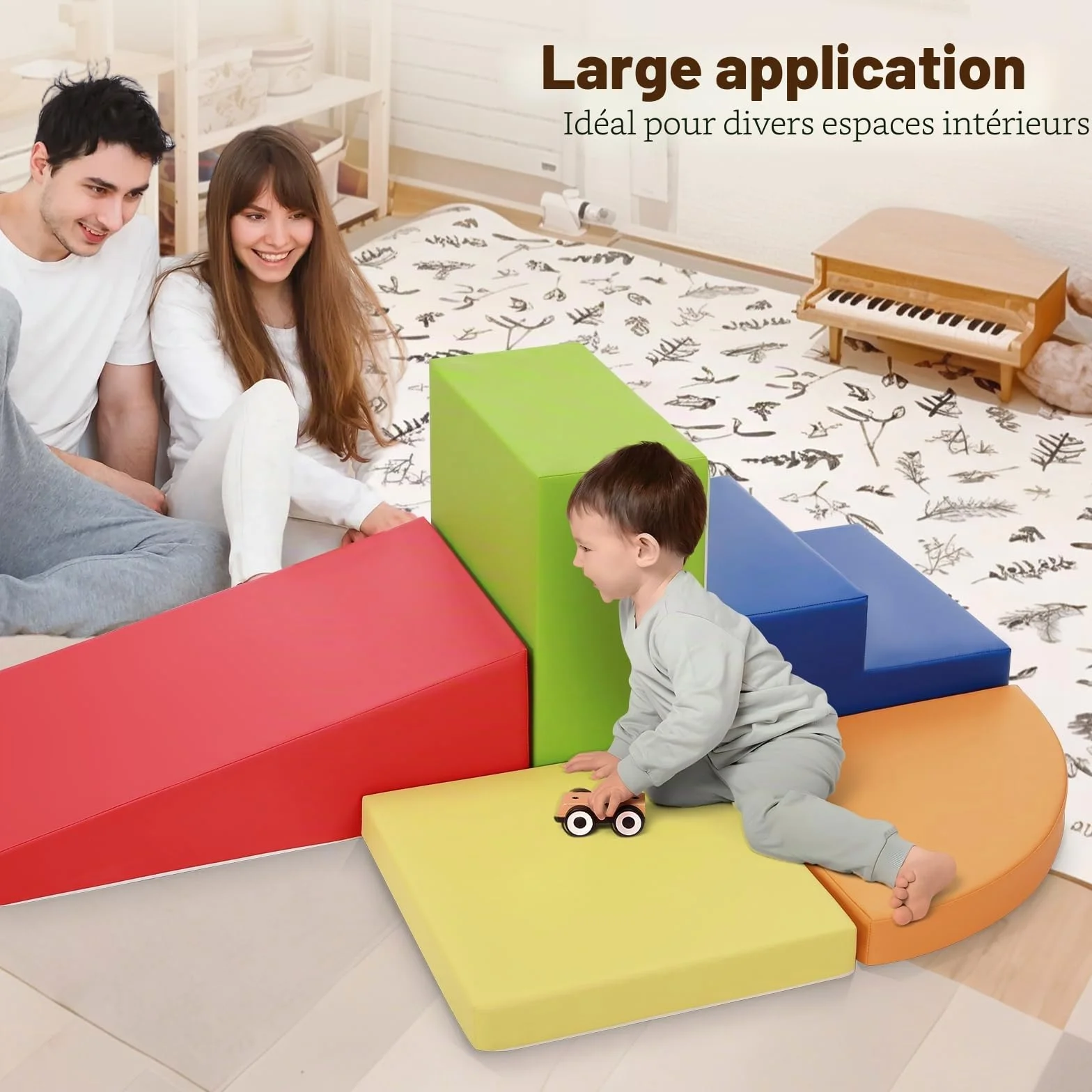 Parcours Motricité Bébé 5 Pièces Blocs Mousse Éducatifs Jouets d'Escalade Antidérapante