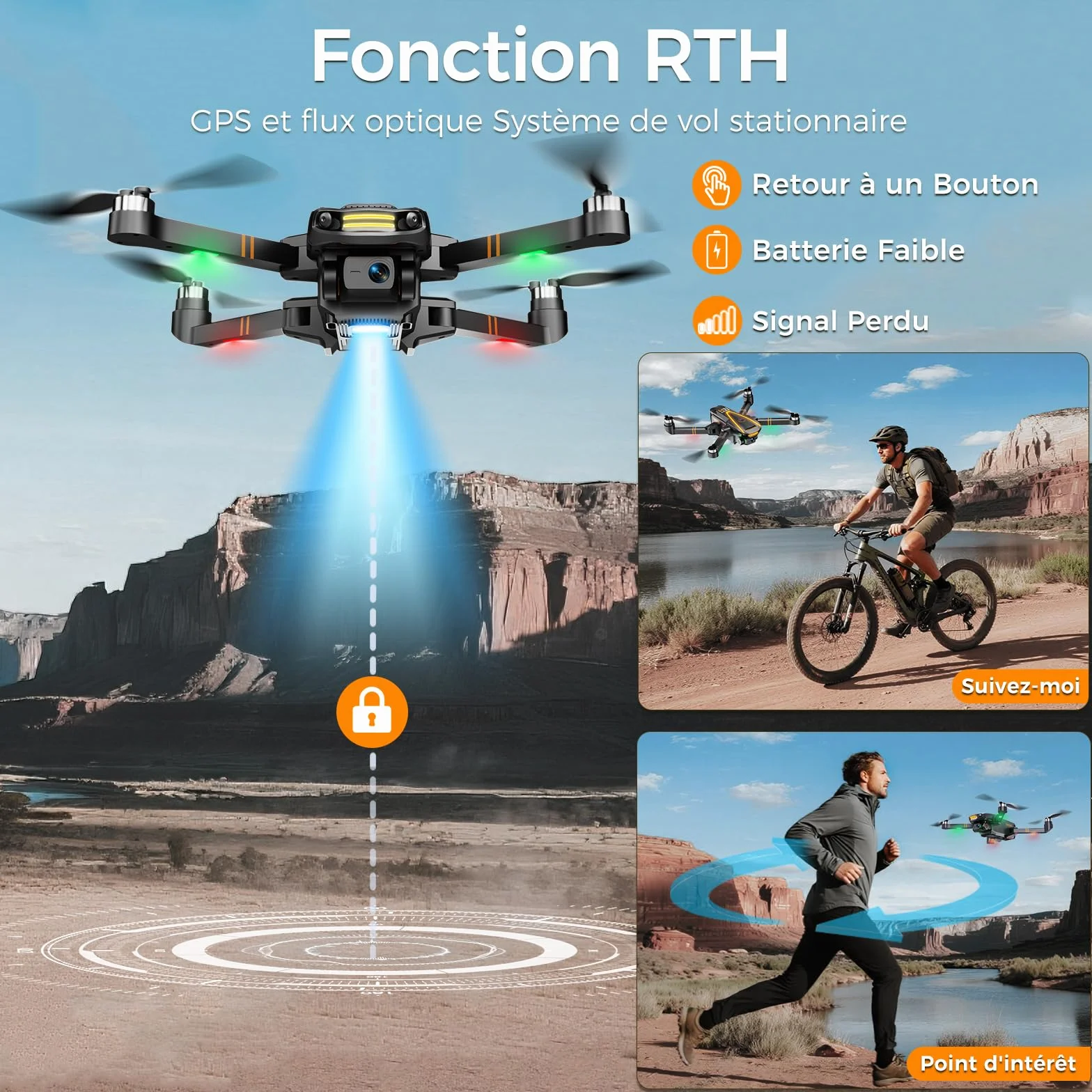 Drone GPS 4K Professionnel pour Adultes avec Caméra, Radiocommande Écran, FPV Pliable, Moteur sans Balais, QuickShots, Longue durée de vol, Moins de 249g C0