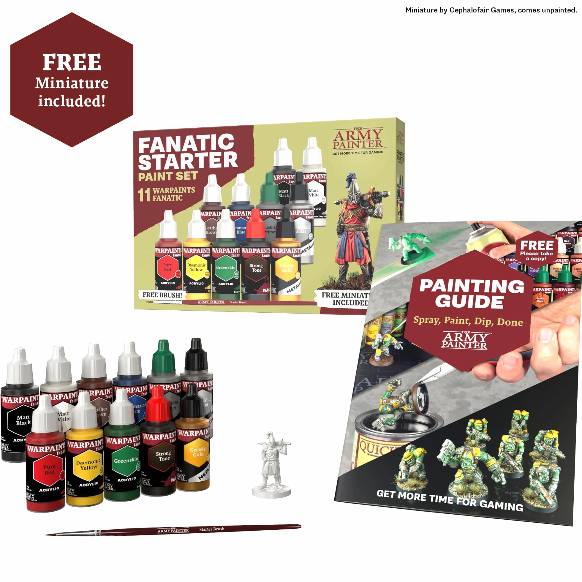 The Army Painter Warpaints Fanatic Starter Set 11x18 ml Peintures Acryliques Métalliques Lavis Apprêt Figurine Pinceau
