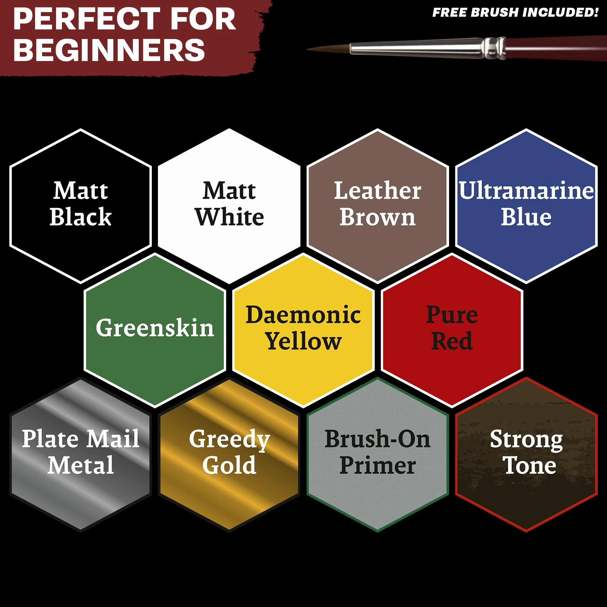 The Army Painter Warpaints Fanatic Starter Set 11x18 ml Peintures Acryliques Métalliques Lavis Apprêt Figurine Pinceau