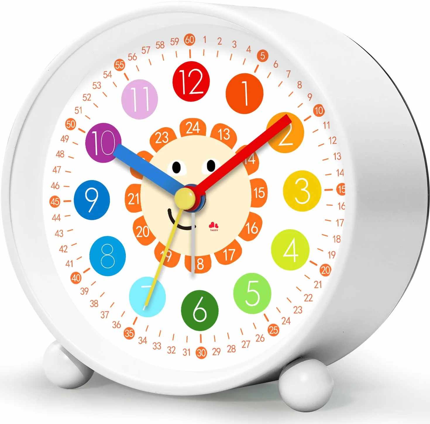 Réveil Enfant Silencieux sans Tic-Tac Analogique pour Apprentissage Horloge Éducative Garçons Filles Facile à Lire Cadeau Noël Anniversaire