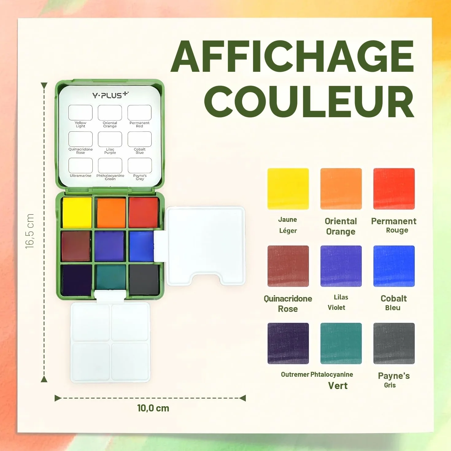 YPLUS Kit de peintures aquarelles : boîte de peinture à l'eau compacte pour débutants et professionnels
