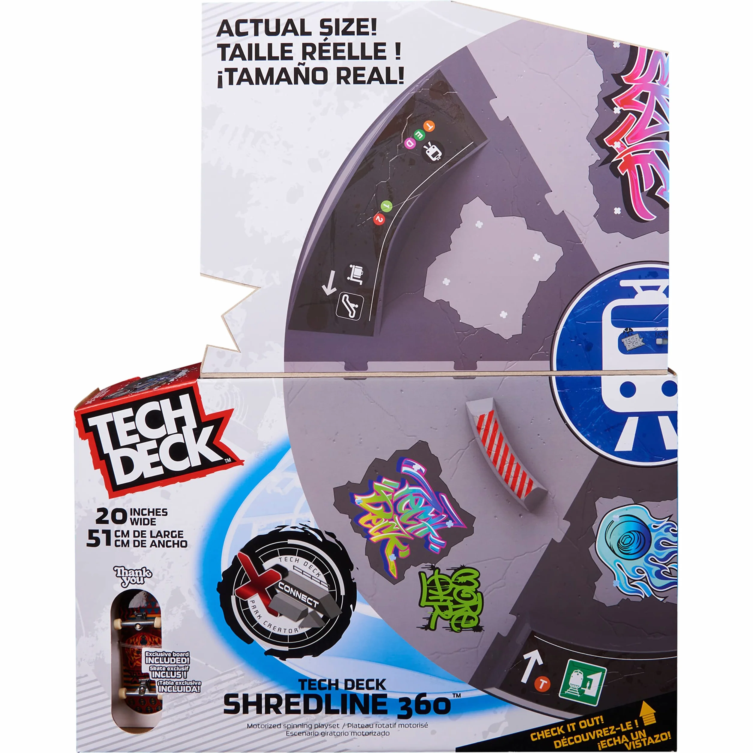 Tech Deck Finger Skate Rampe Motorisée Rotative 360° 50 cm - X-Connect - Jouet Enfant 6 Ans+
